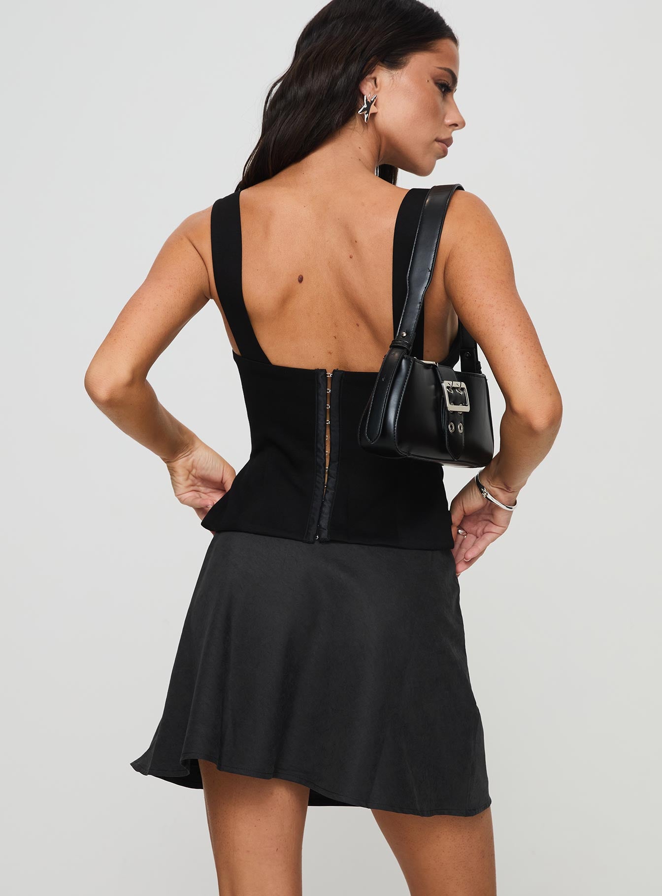 Dapple Bias Mini Skirt Black、mySite、solidvoid