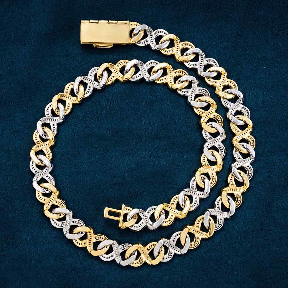 CUSTOM CLASP 20MM Baguette Moissanite Infinity Link Chain 14K Gold、mySite、hinf8tx79