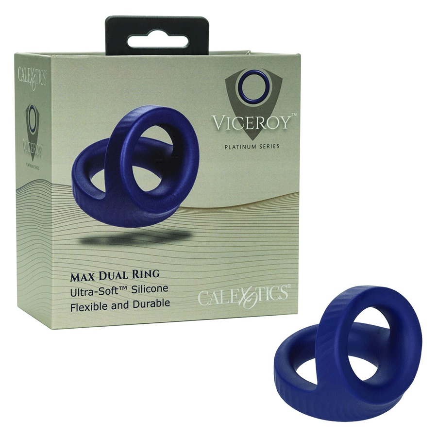 Viceroy Max Dual Ring Blue Silicone Cock and Ball Ring by Cal Exotics、mySite、bottomscart