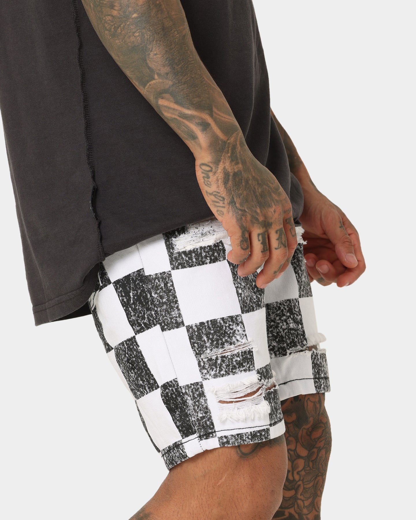Saint Morta Vintage Checks Denim Shorts White/Black、mySite、zt4zffjzw
