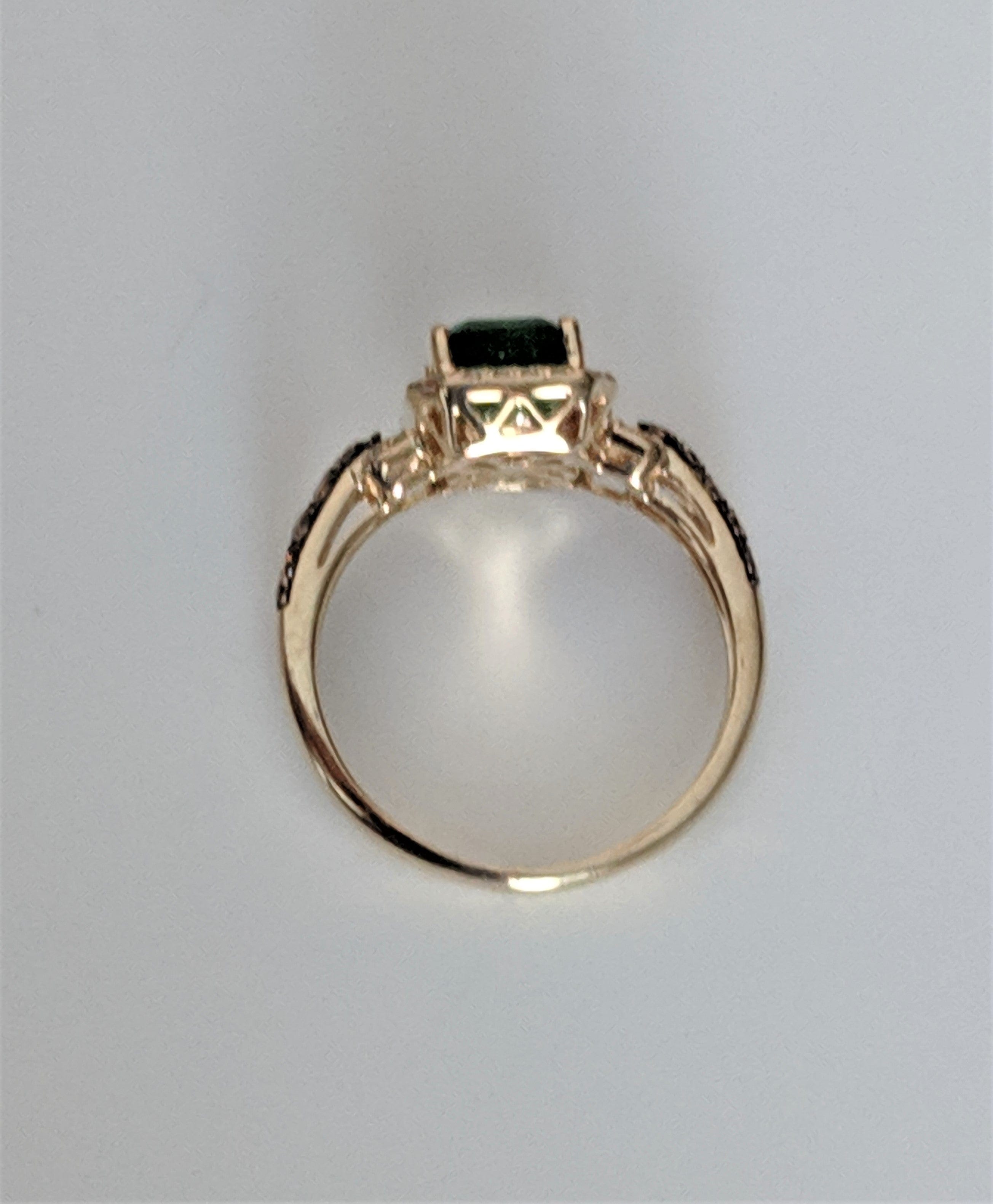 Effy Genuine Emerald and Diamond Halo Ring 14K Gold-Pre-owned、mySite、g9winljtr