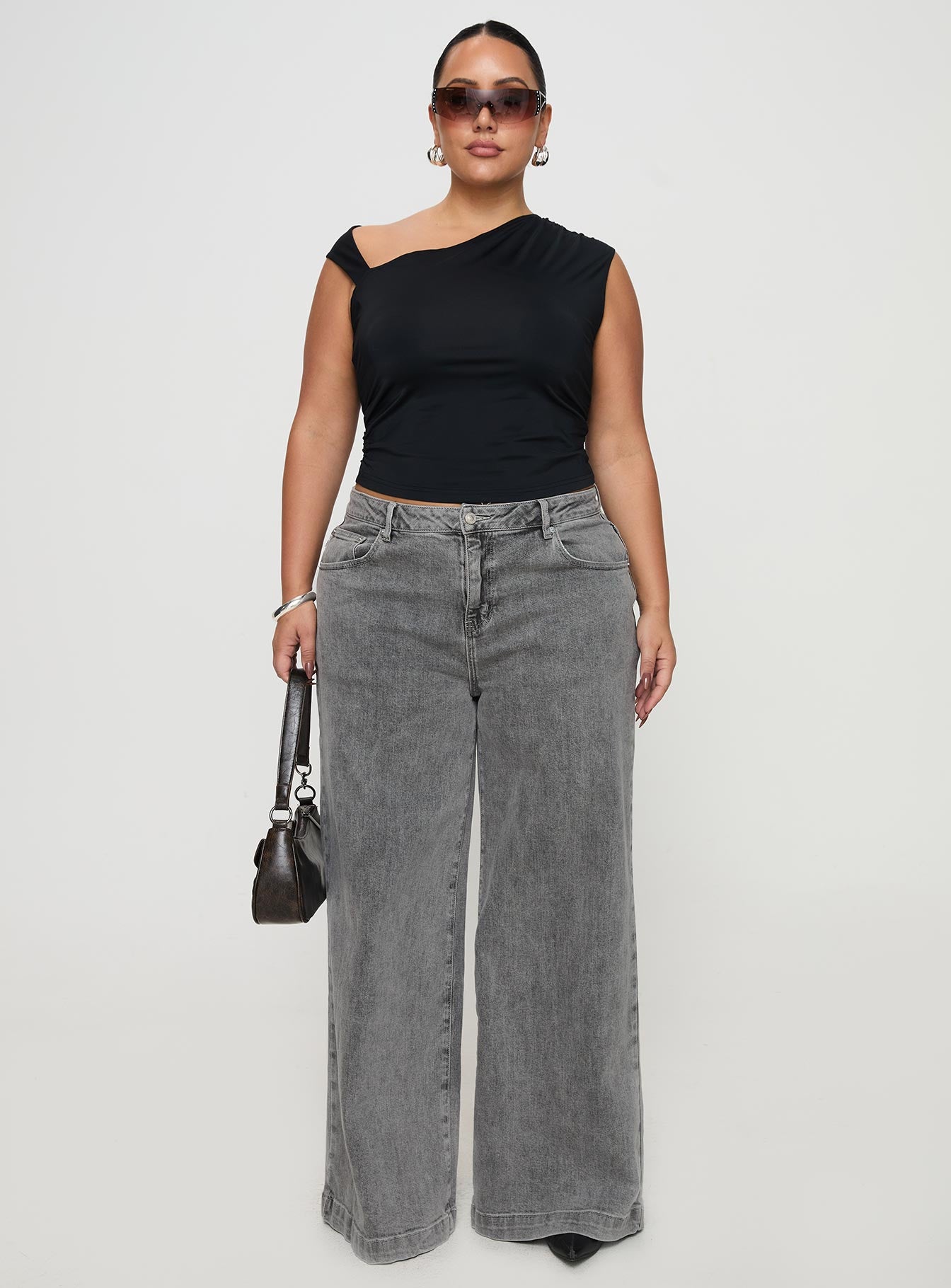 Wolfie High Rise Wide Leg Slouchy Jeans Steel Curve、mySite、solidvoid