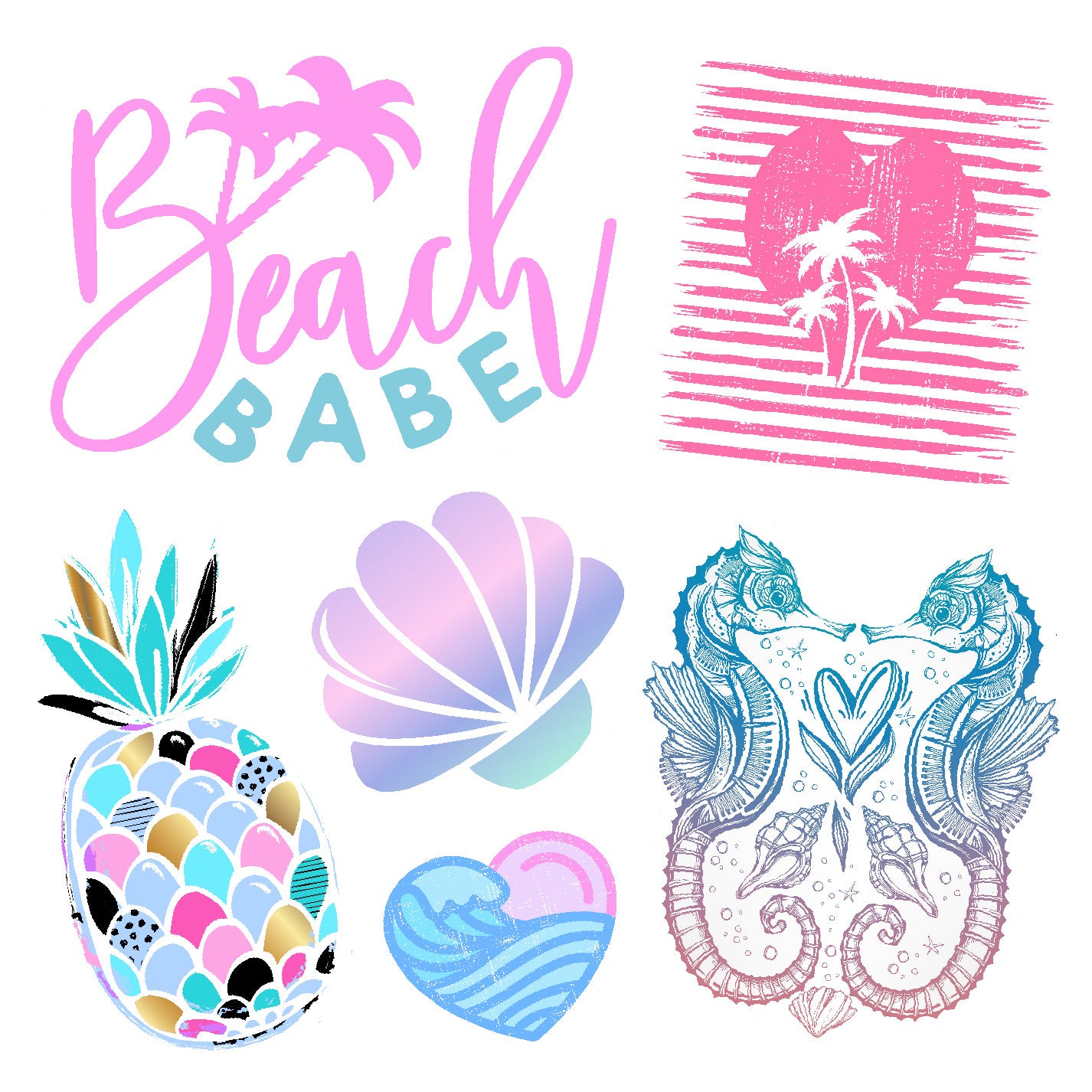  Beach Babe Vinyl Sticker Decal Set、mySite、ghnorth