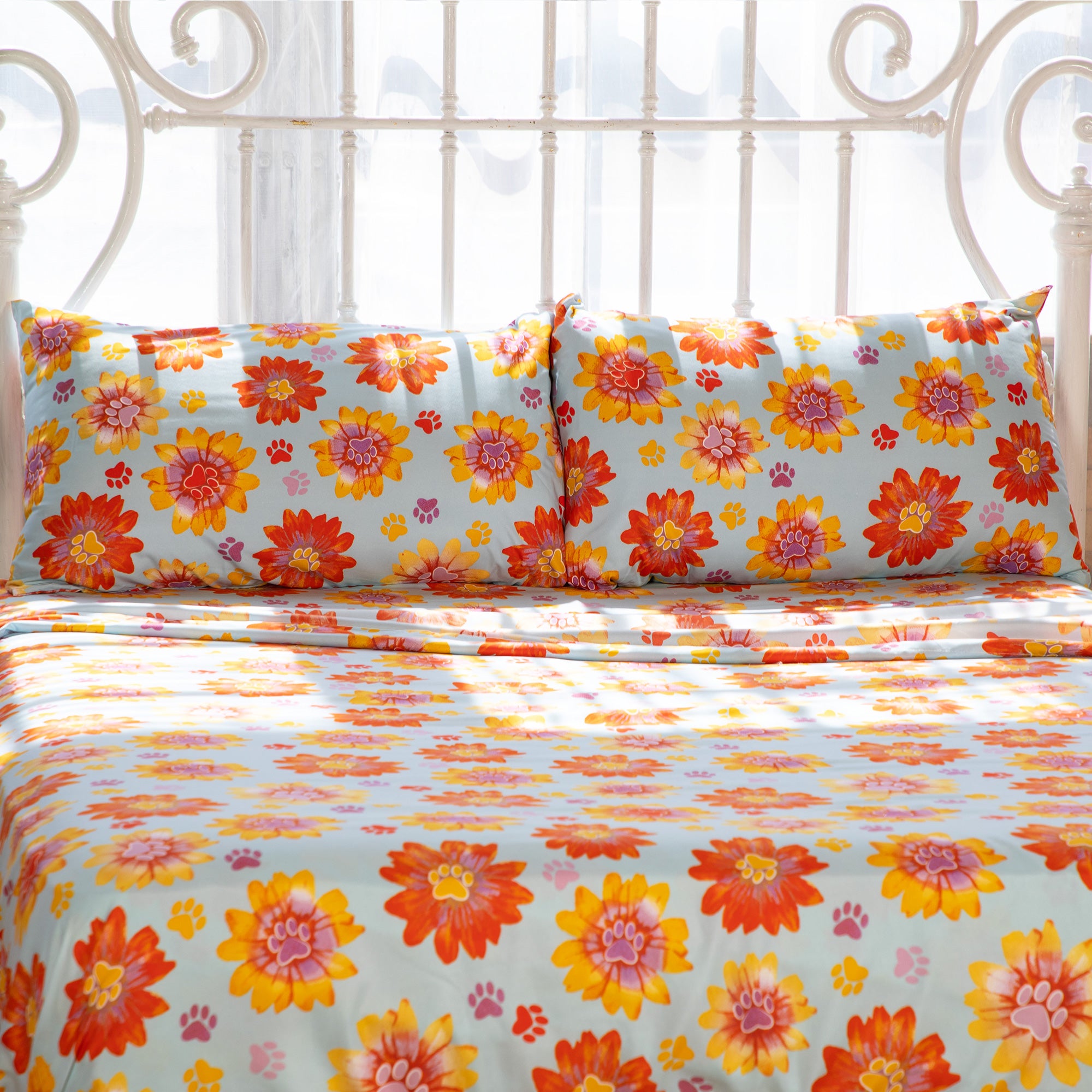 Retro Paws Microfiber Sheet Set、mySite、camillekostekn