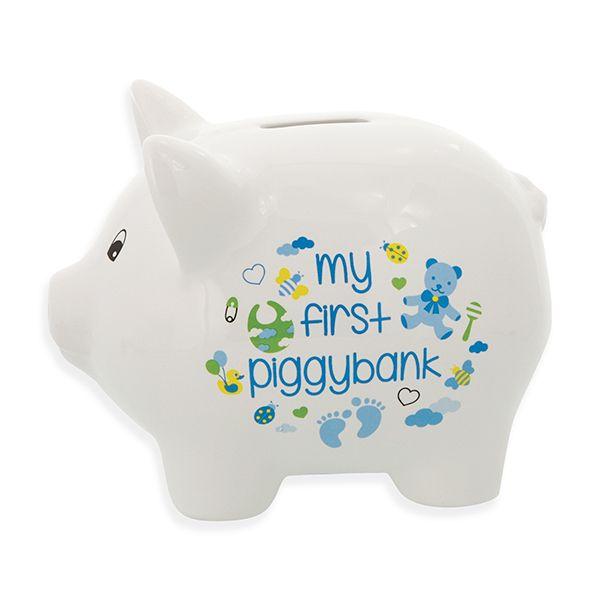 Ceramic Piggy Bank for Boys and Girls 5 Pink or Blue and White *、mySite、g9winljtr