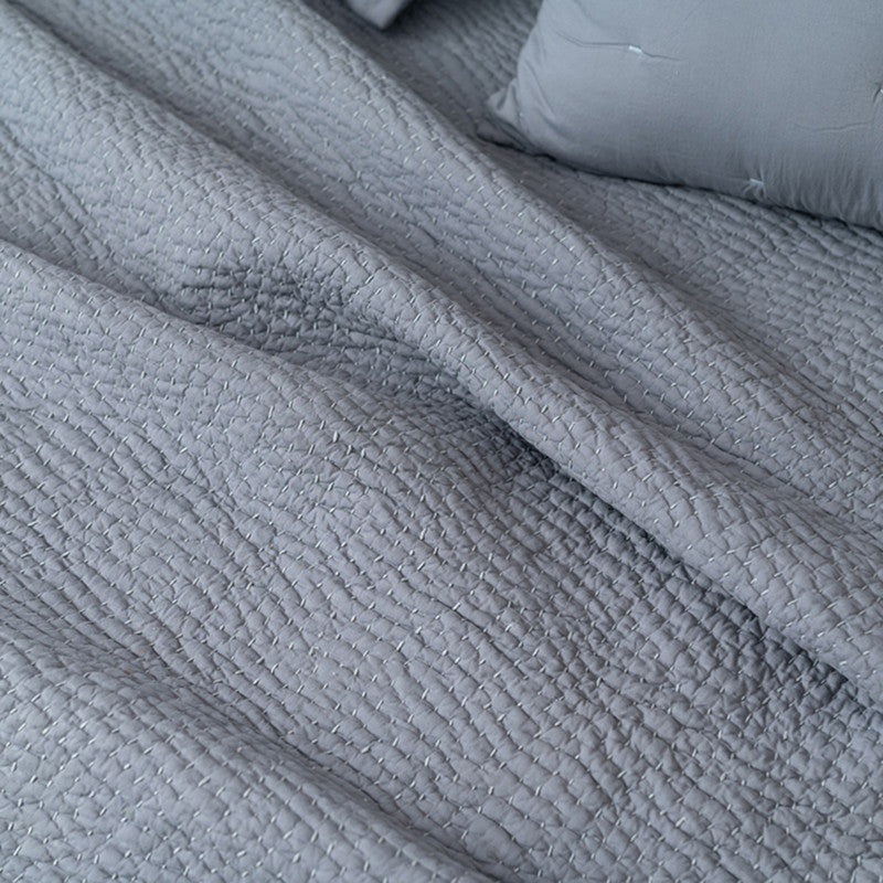 Cotton Bedspread with Pillow & Cushion Covers | Sky Blue | Set of 5、mySite、camillekostekn