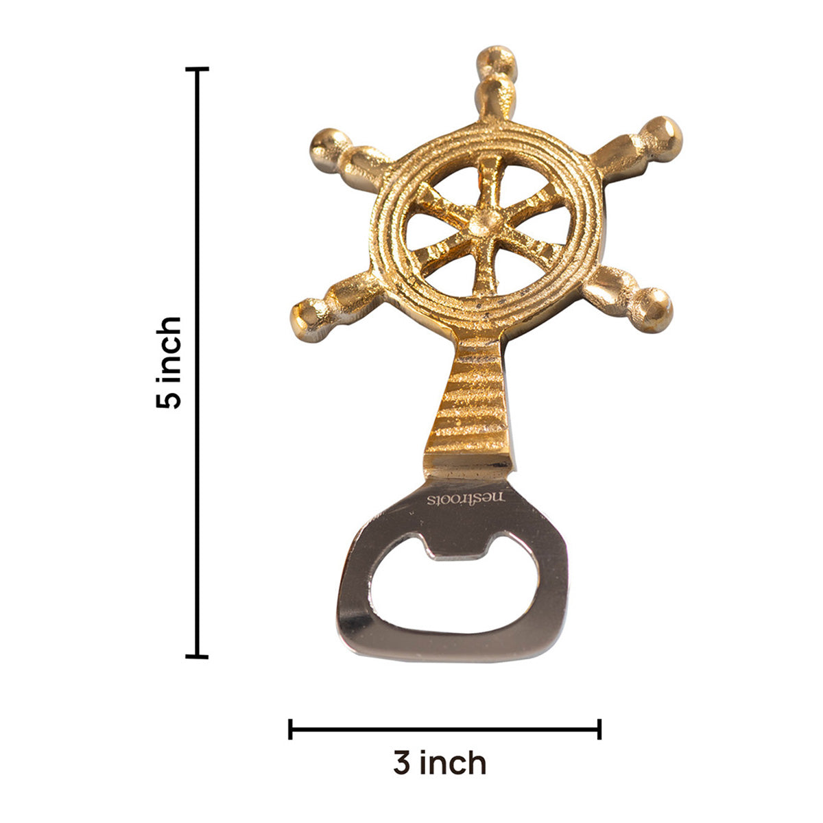 Stainless Steel Bottle Opener | Ship Steering Wheel Shape | Gold、mySite、camillekostekn