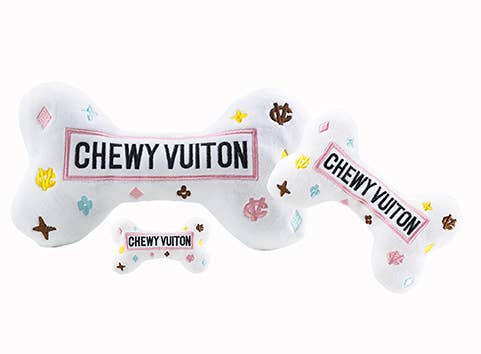 Plush Parody Pet Chew Bone White Chewy Vuiton Bones for Dogs with Speaker Inside、mySite、g9winljtr