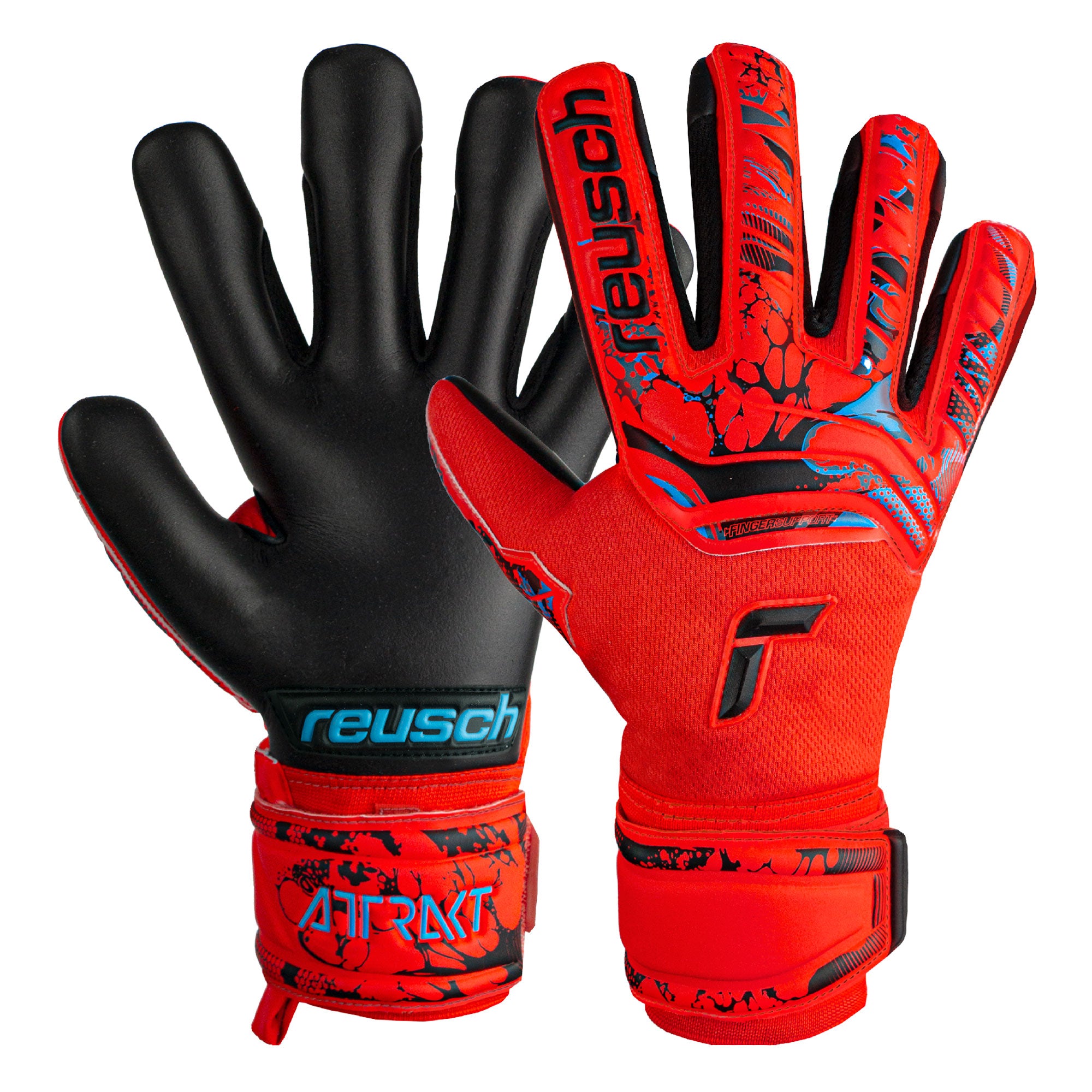 Reusch Kids Attrakt Grip Evolution Fingersave Goalkeeper Gloves Red/Black、mySite、bottomscart