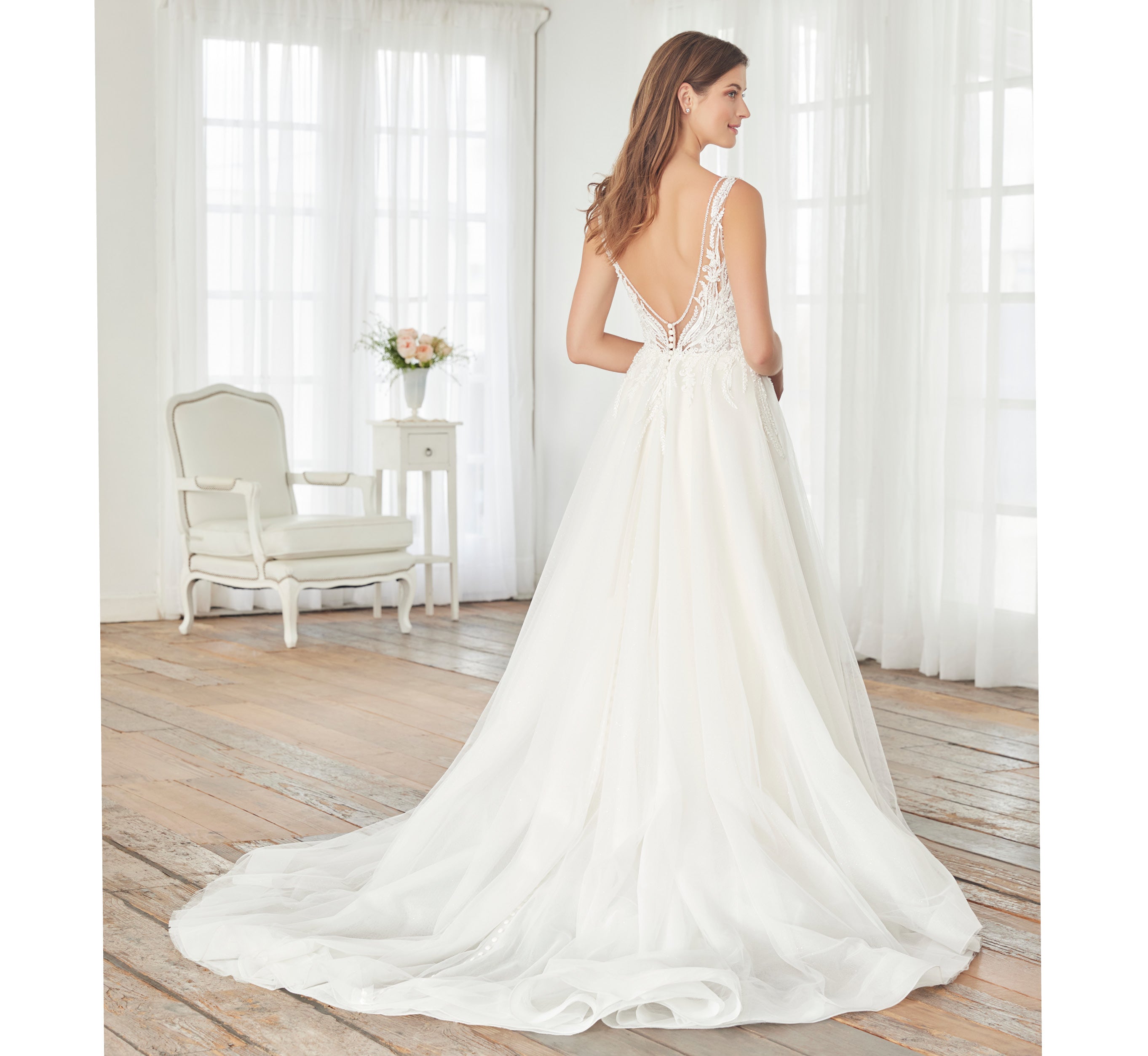 Hand-Beaded And Lace A-Line Gown In Ivory Ivory Nude、mySite、solidvoid