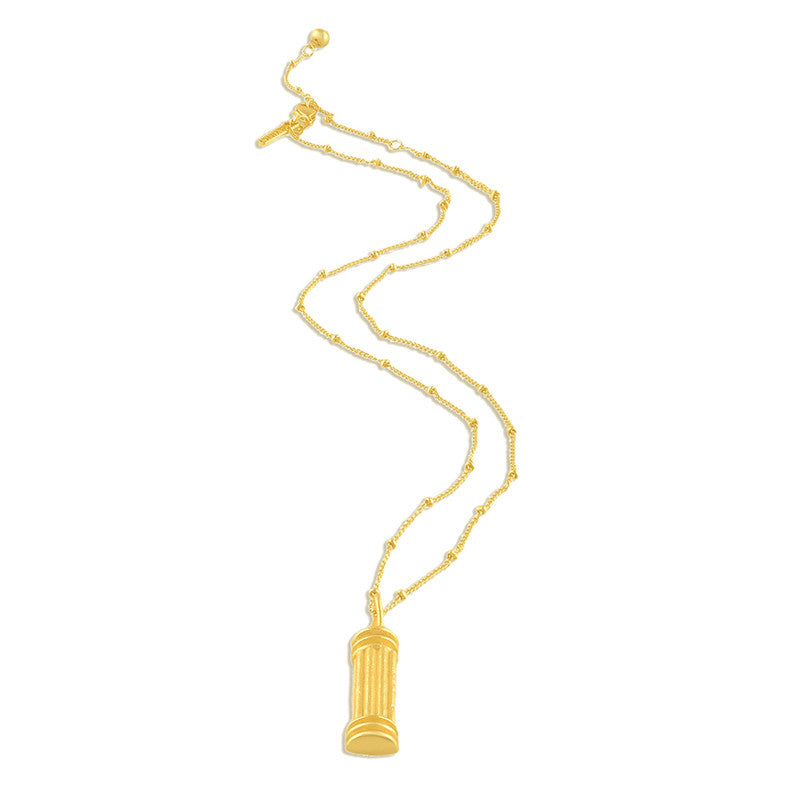 Tiny Pillar Charm Necklace | 14K Gold Plated、mySite、camillekostekn
