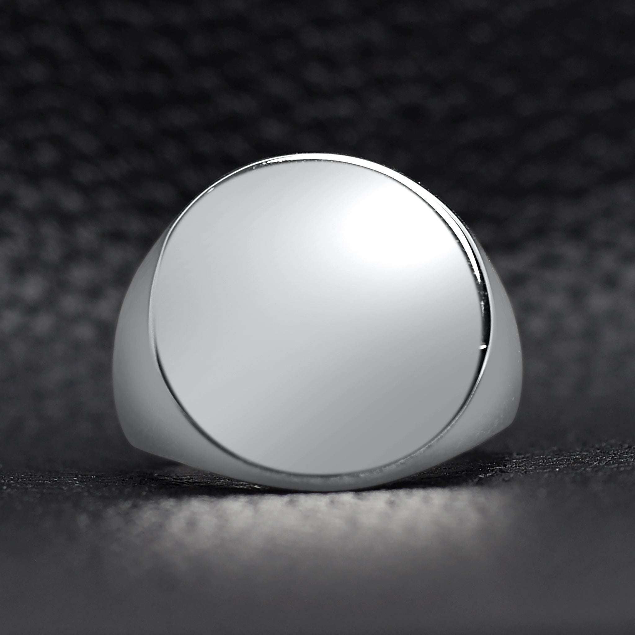 Stainless Steel Polished Round Blank Signet Ring / SCR3087、mySite、dreamappss