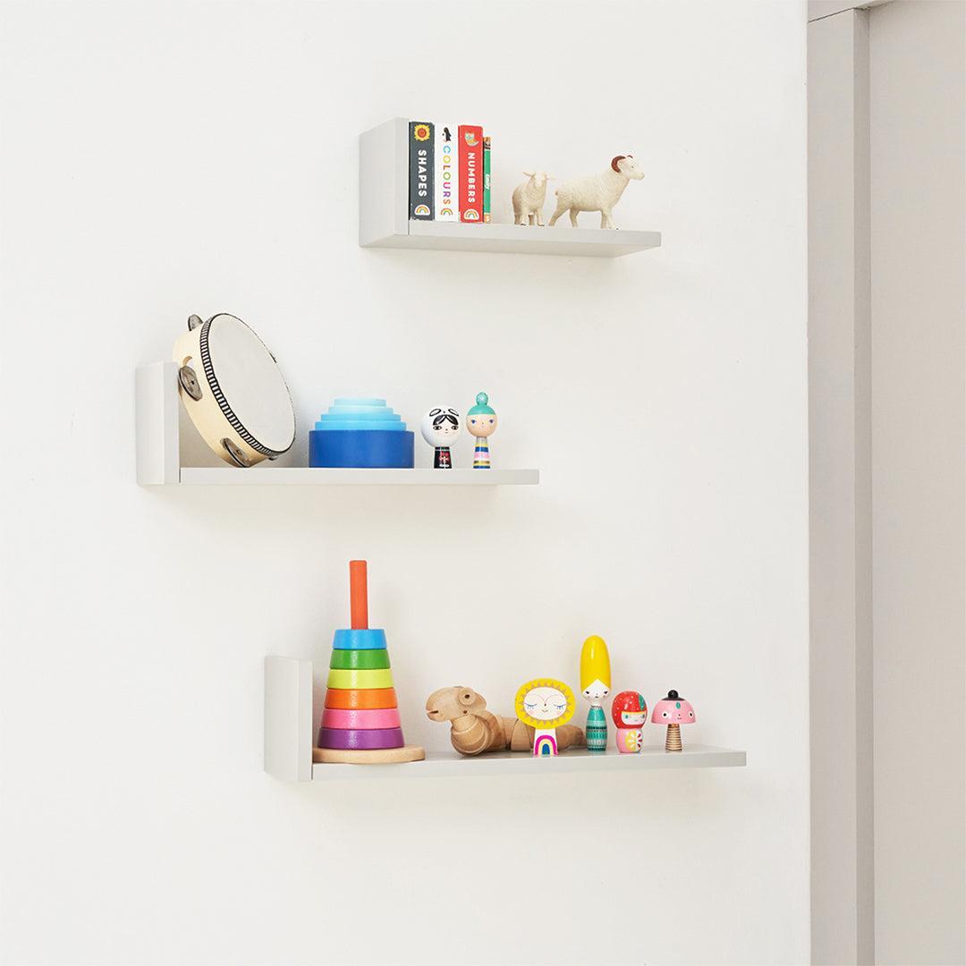  Tutti Bambini Rio Set of Three L-Shaped Wall Shelves - Dove Grey、mySite、merchandisen
