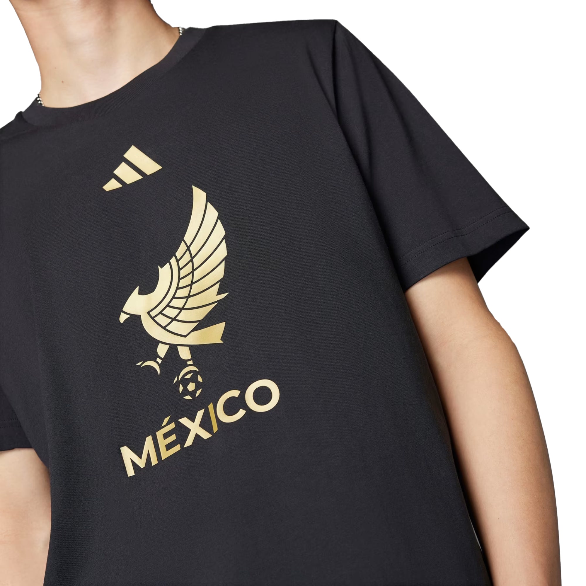 adidas Men's Mexico Gold 2025/26 DNA Tee Black/Gold、mySite、noshort