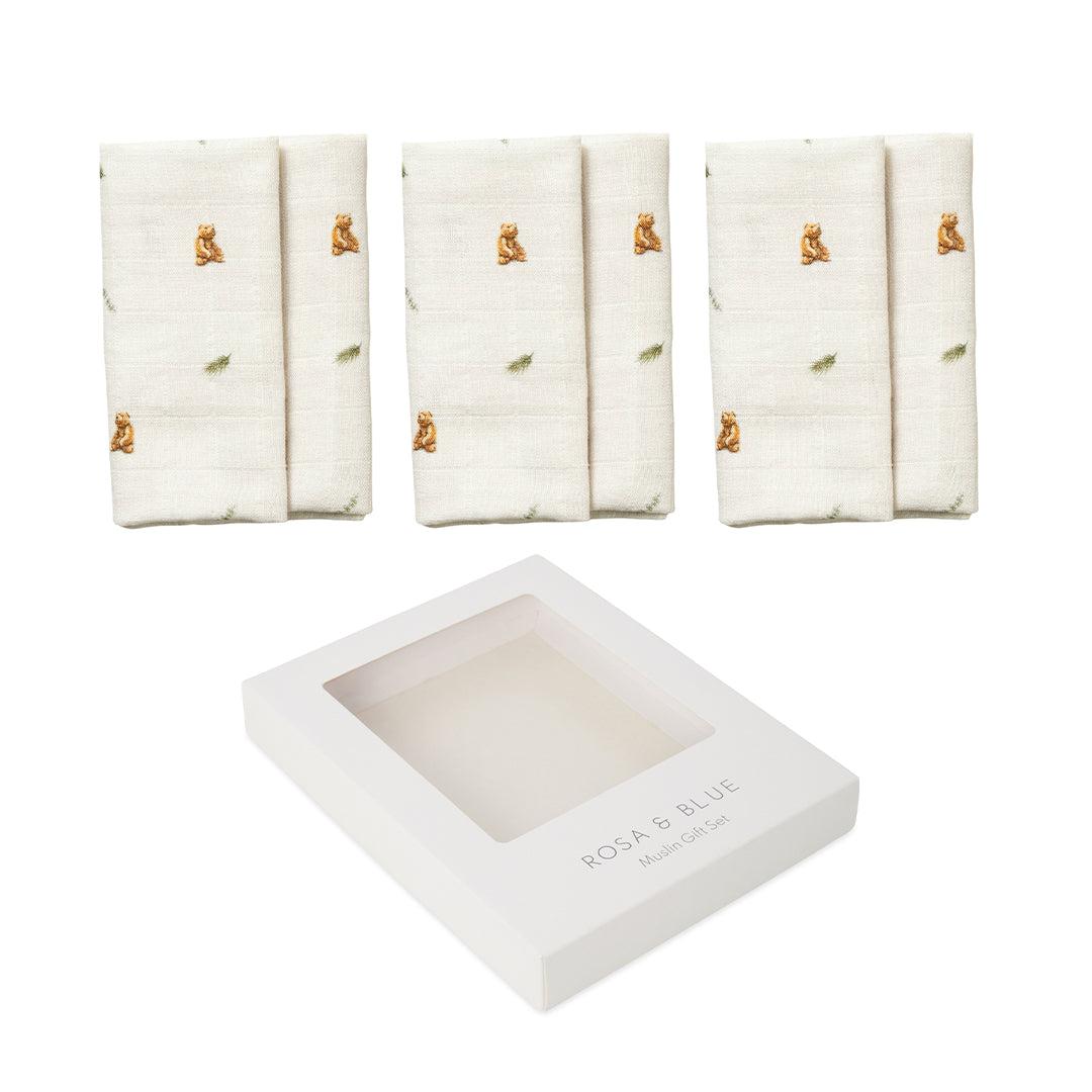  Rosa & Blue Muslin Squares - Brown Bear - 3 Pack、mySite、merchandisen