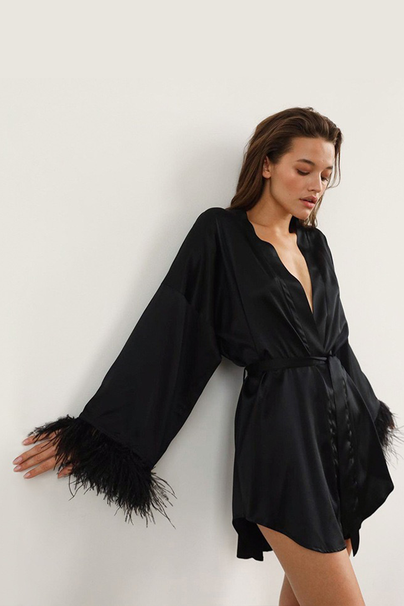 Black Satin Robe with Feather、mySite、bengalsvssteelers