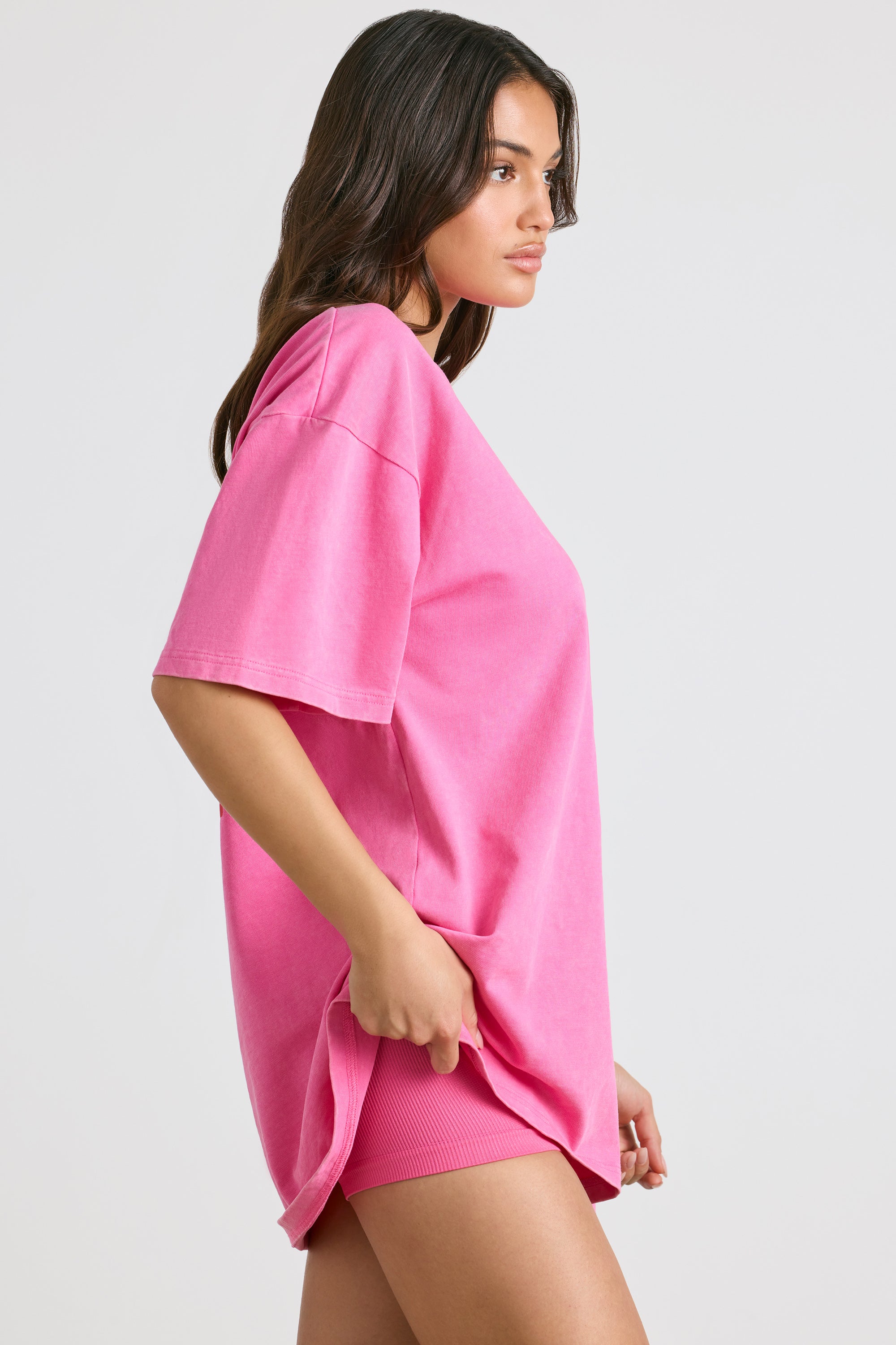 Oversized Short-Sleeve T-shirt in Hot Pink、mySite、solidvoid