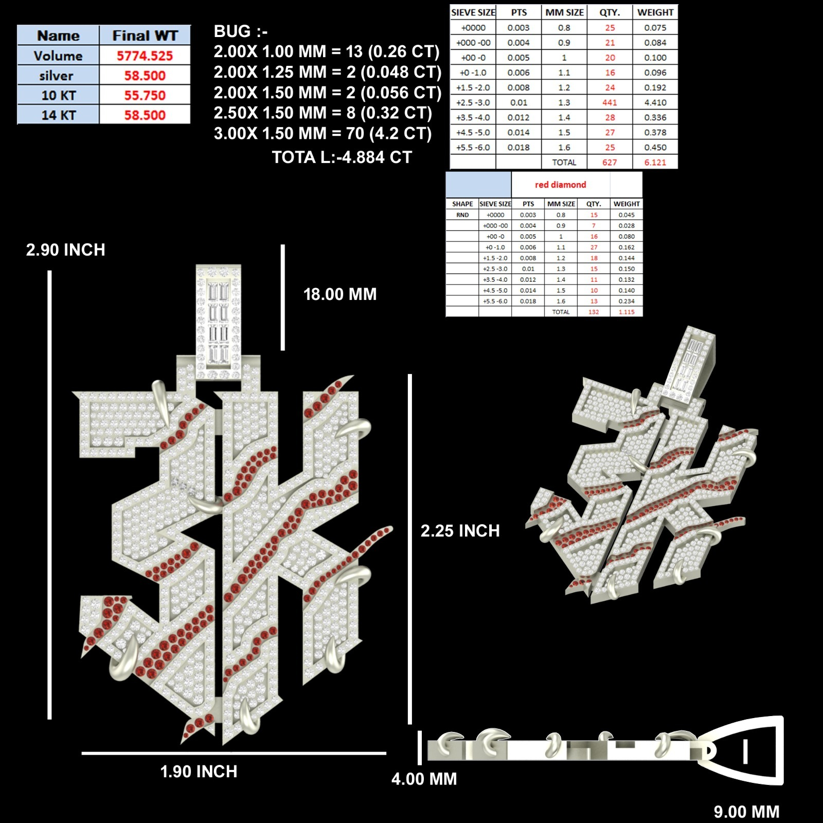 3K Custom Moissanite Pendant 14K Gold、mySite、hinf8tx79