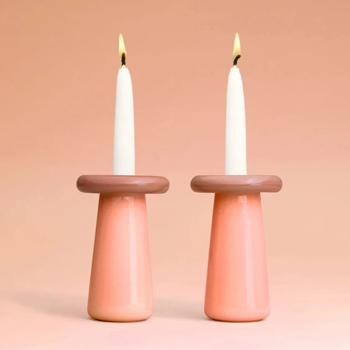 Mushroom Shabbat Candlesticks - Rose/Coral、mySite、topwebapps