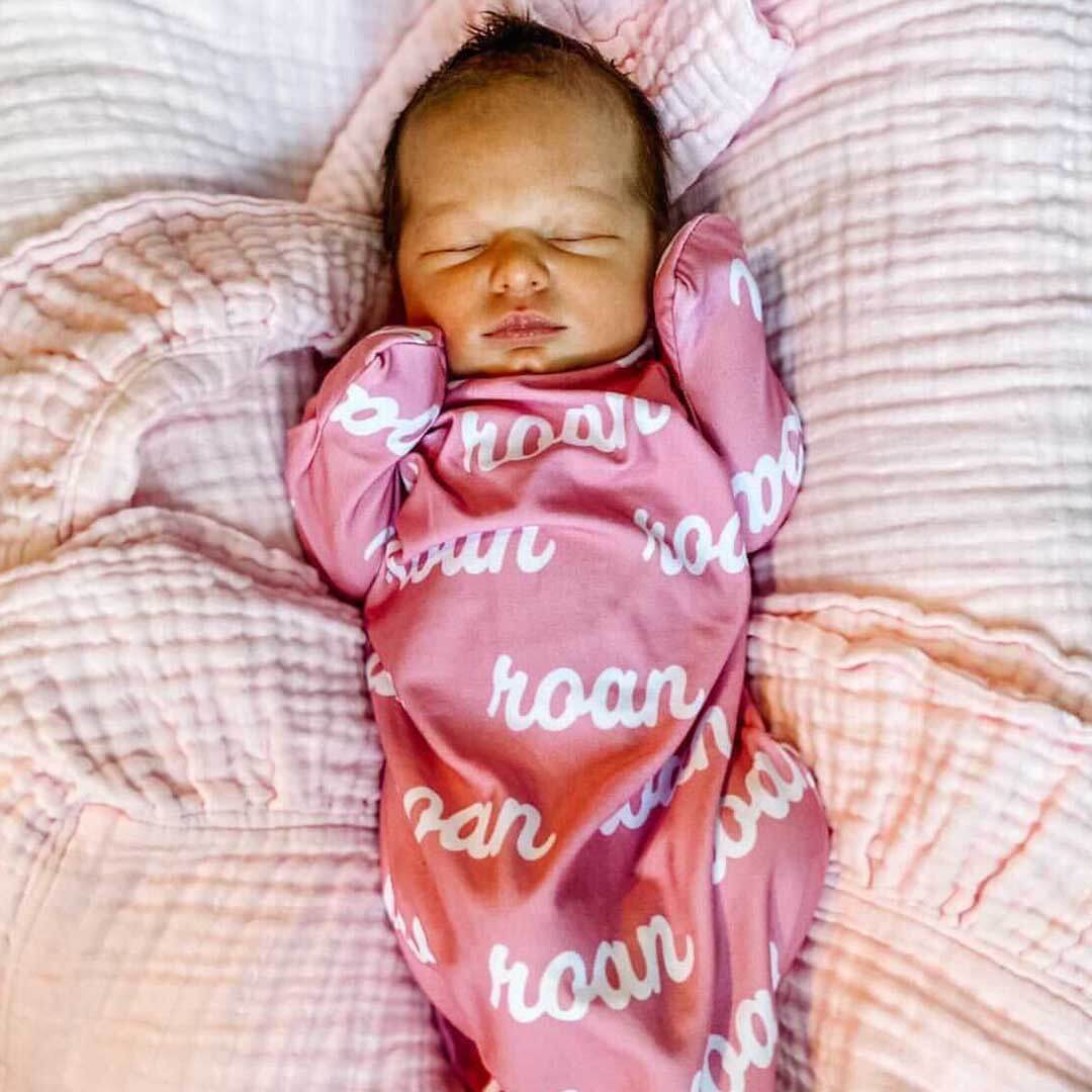  Solid Mauvelous Personalized Newborn Baby Knot Gown、mySite、layawaytickets