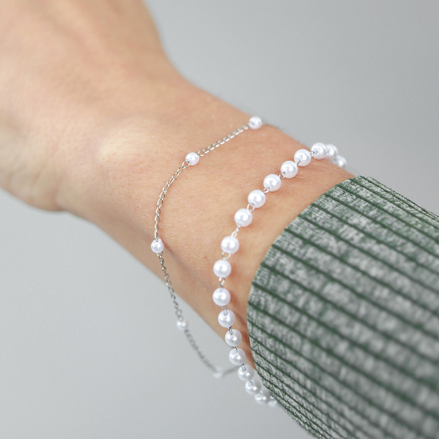 18K PVD Stainless Steel Faux Pearl Cable Chain By The Foot / SPL1013、mySite、dreamappss