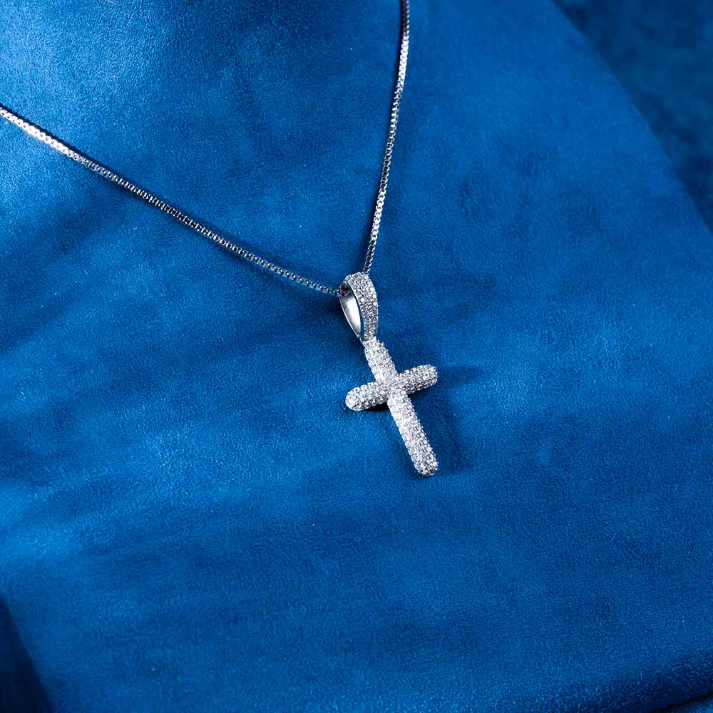 Moissanite 2-Row Cross Pendant 14K Gold、mySite、hinf8tx79