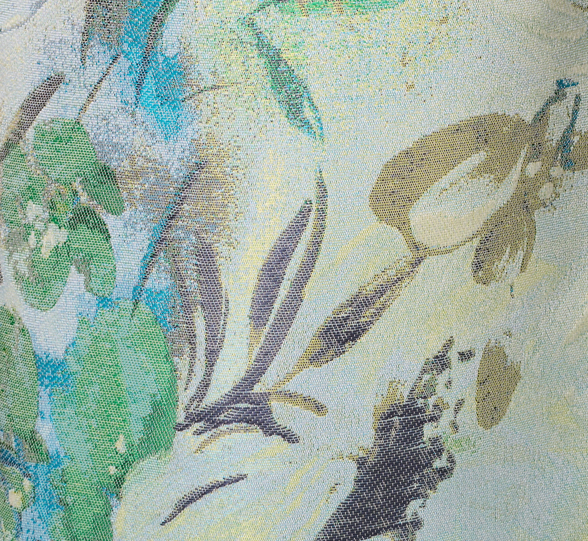 Off Shoulder Floral Jacquard Pleated Gown In Blue Multi、mySite、solidvoid