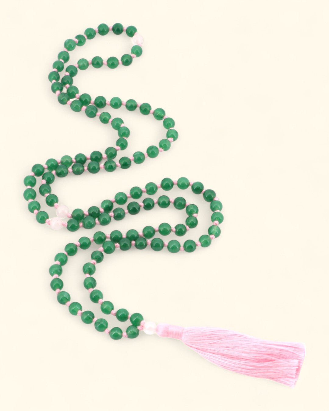 Green Aventurine 108 Beads Meditation Mala with Rose Quartz Counter Beads, Knotted、mySite、topwebapps
