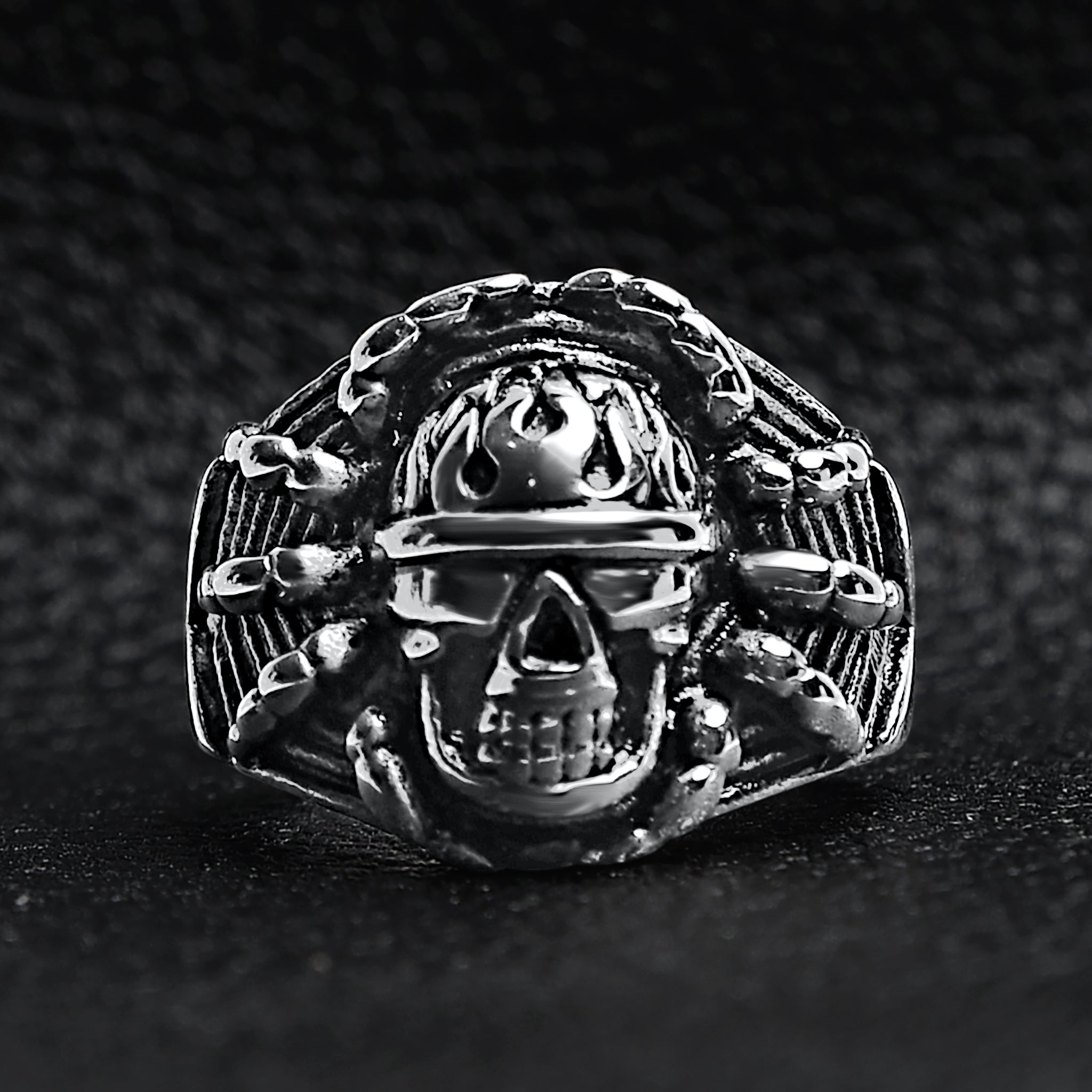 Polished Detailed Skull Stainless Steel Ring / SCR2006、mySite、dreamappss