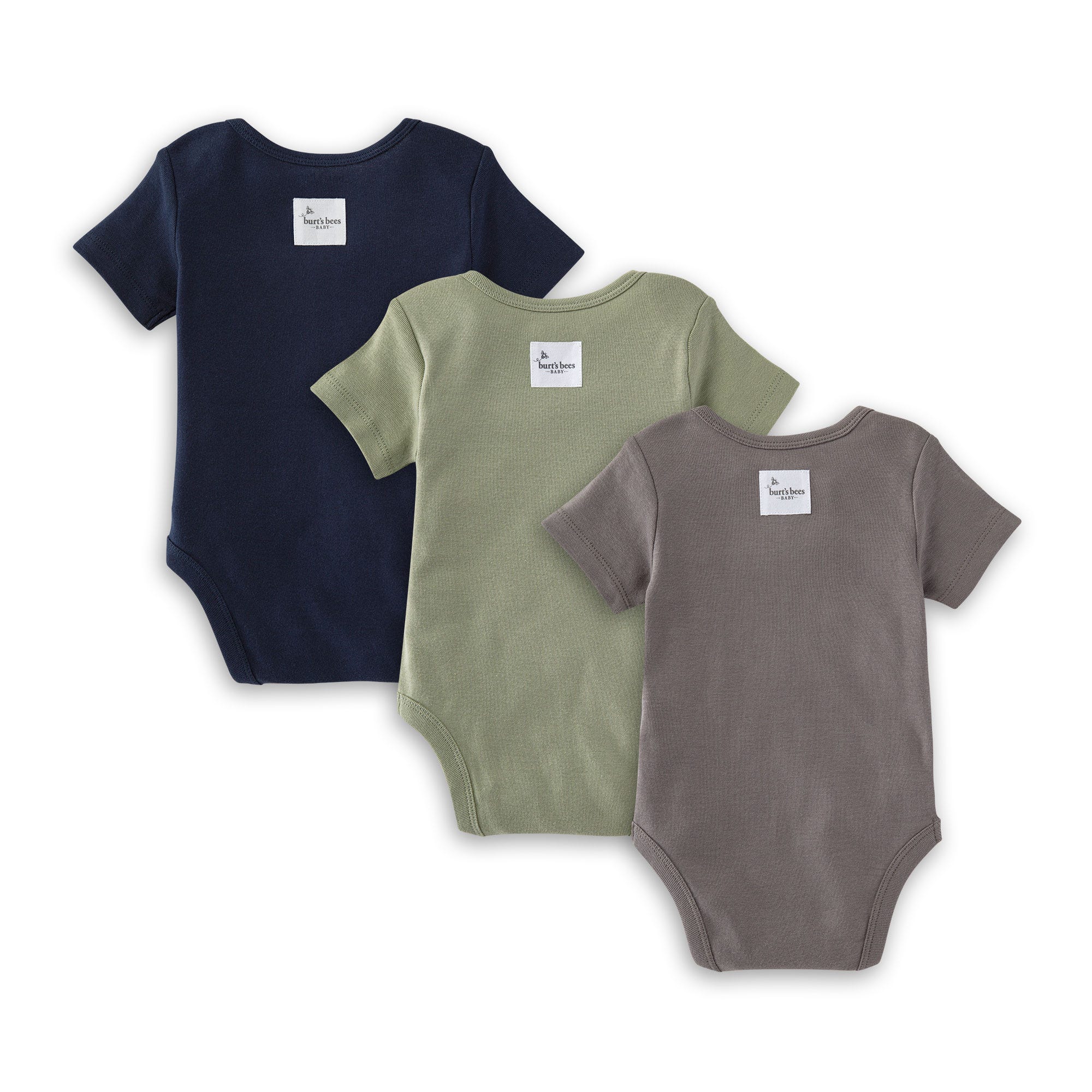 Organic Solid Short Sleeve Bodysuits - Set of 3 - Midnight、mySite、g9winljtr