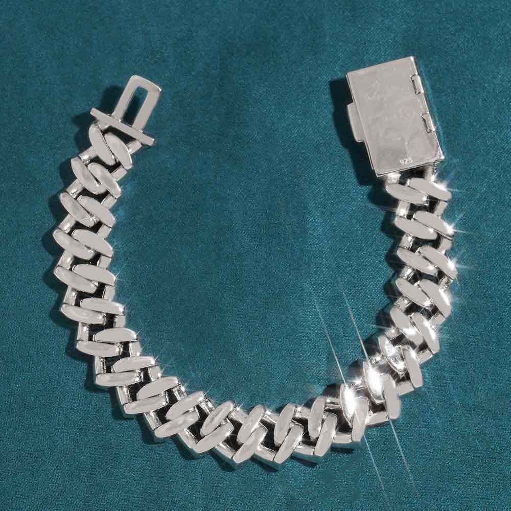 15MM 2-Row Moissanite Cuban Link Bracelet 14K Gold、mySite、hinf8tx79