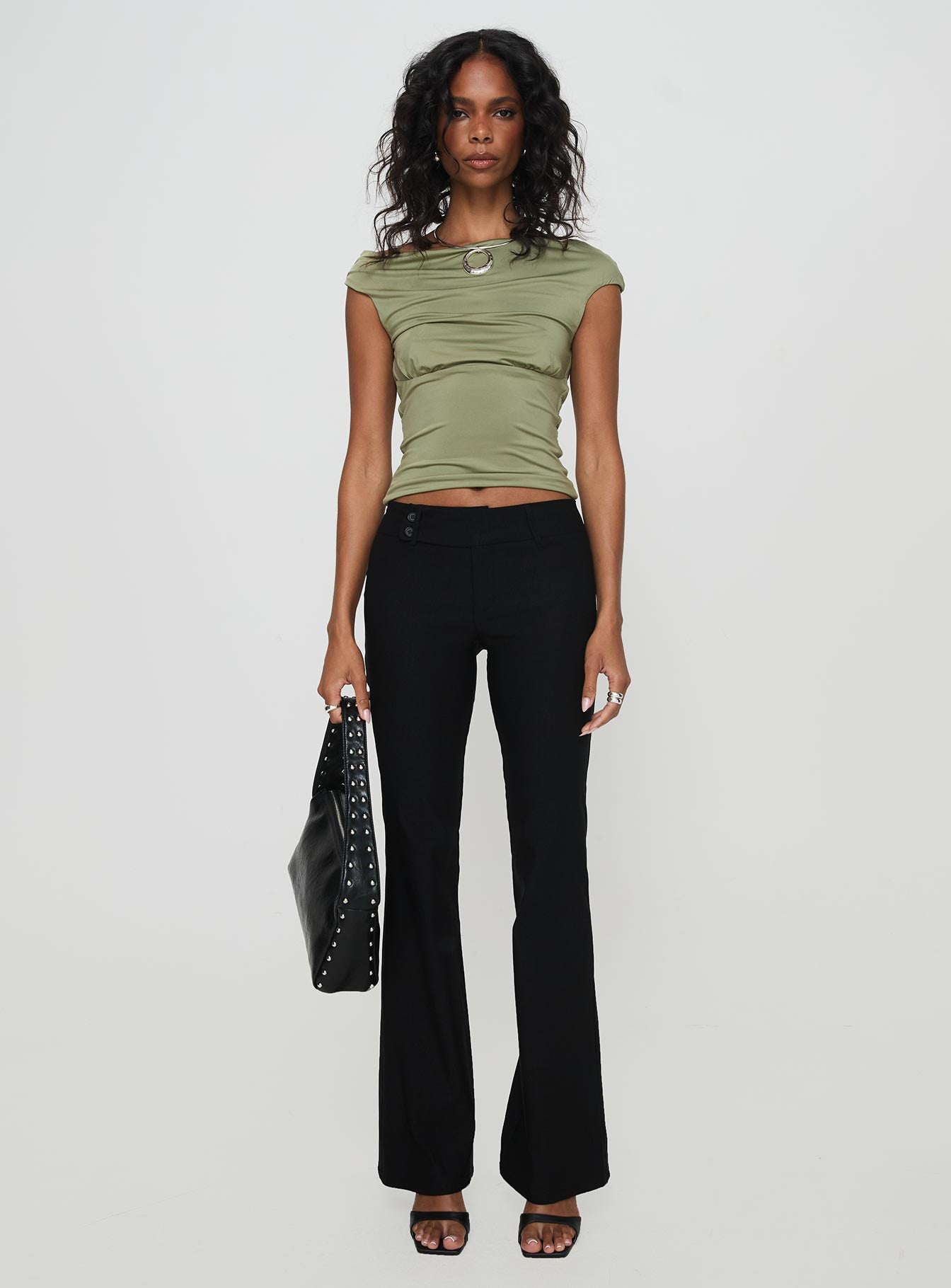 Musia Cowl Neck Top Green、mySite、solidvoid