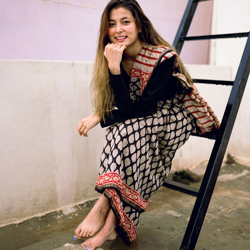 Festive Wear | Cotton Handblocked Bagru Saree | Black、mySite、camillekostekn