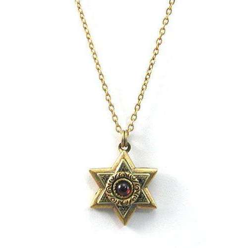 Michal Golan Gold Layered Star of David with Garnet Necklace、mySite、topwebapps