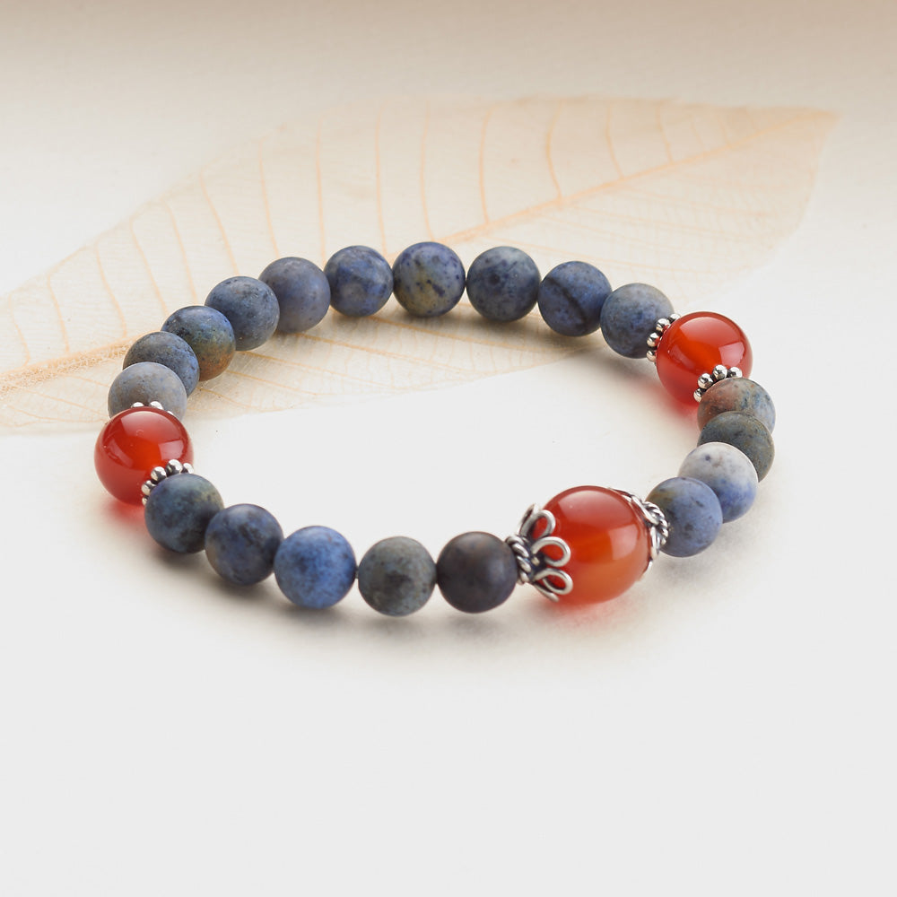 Matte Sunset Dumortierite Stretchy Mala、mySite、topwebapps