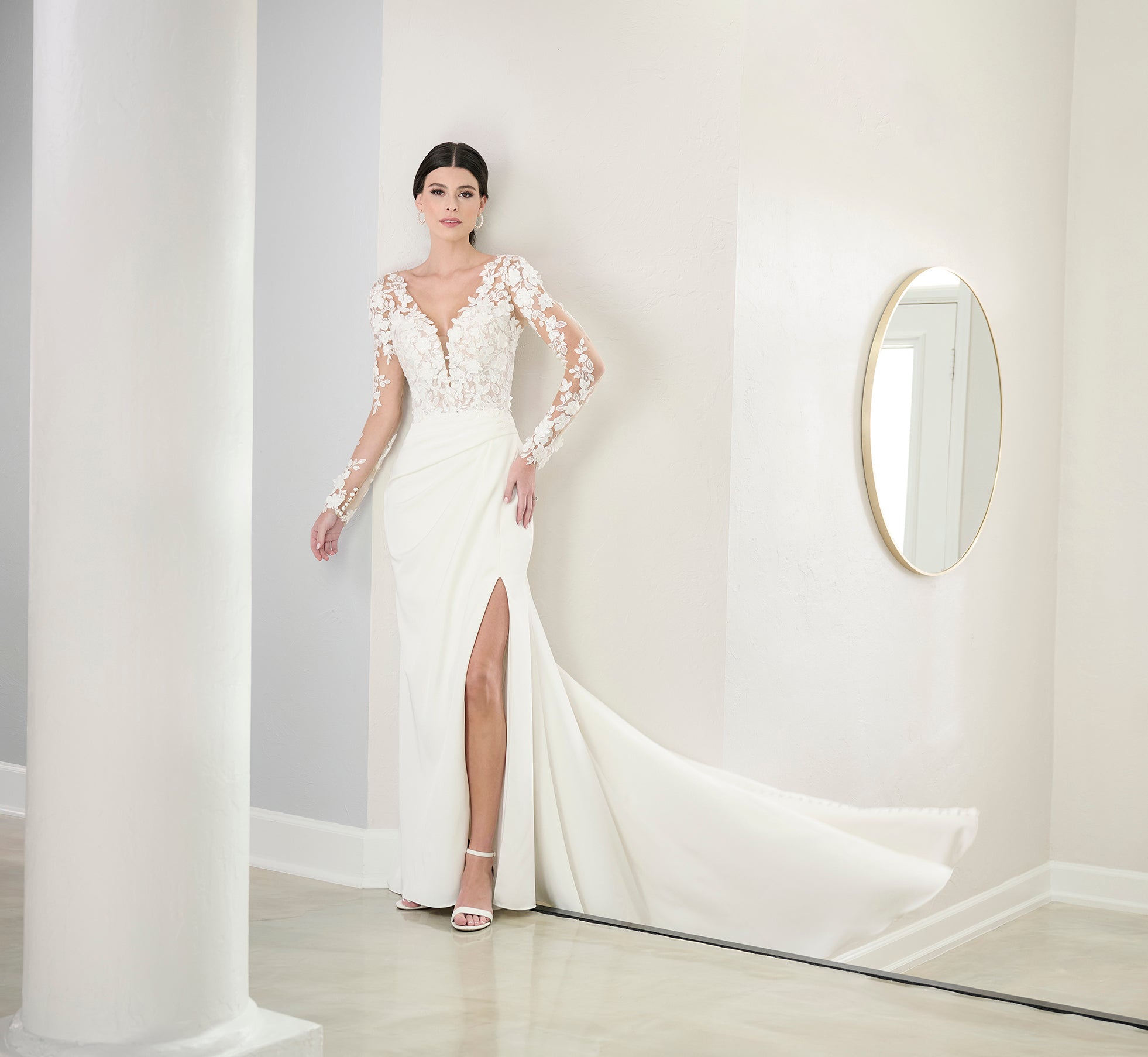 Stretch Matte Charmeuse Gown In Ivory Nude、mySite、solidvoid