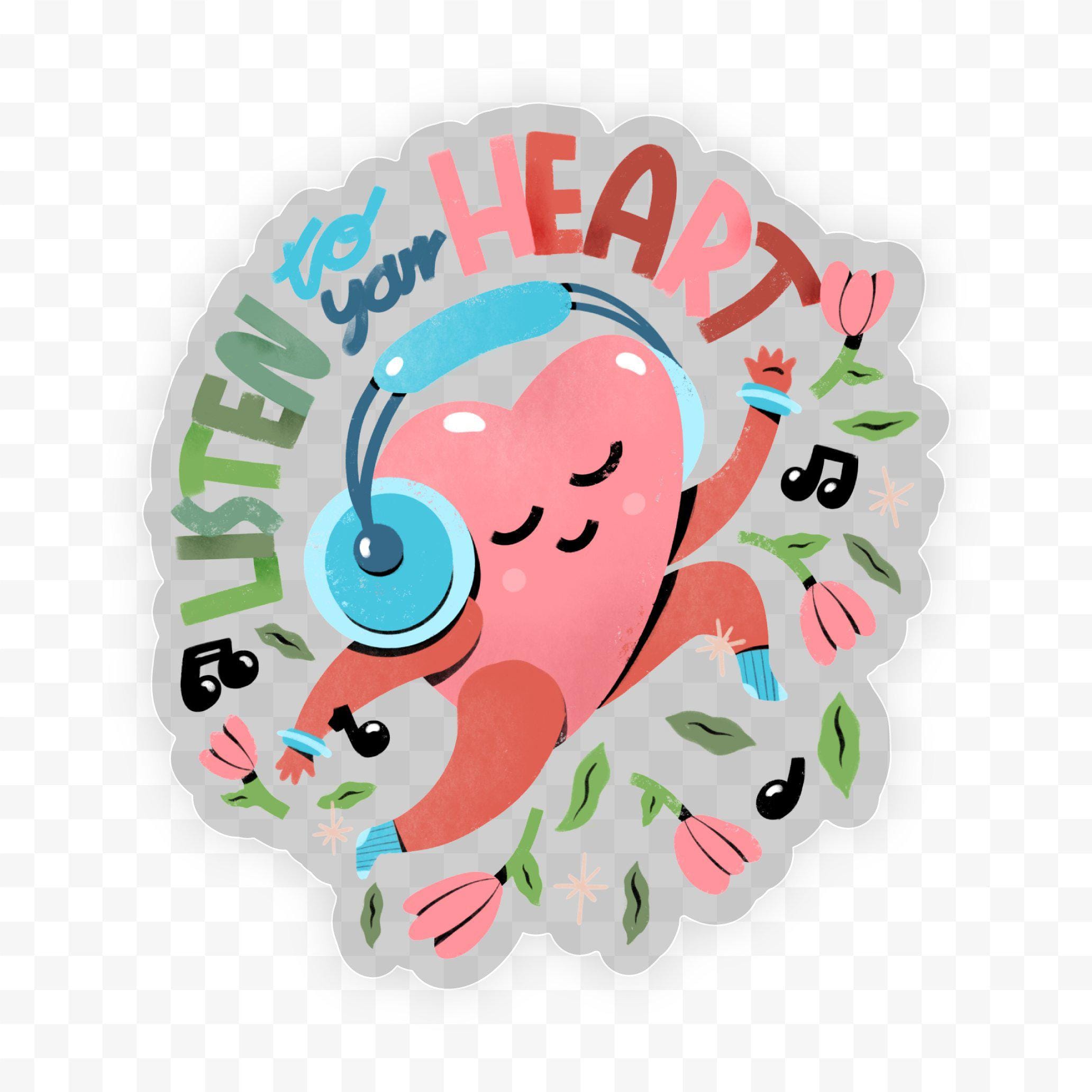  Listen To Your Heart Music Clear Sticker、mySite、elrpsem3k