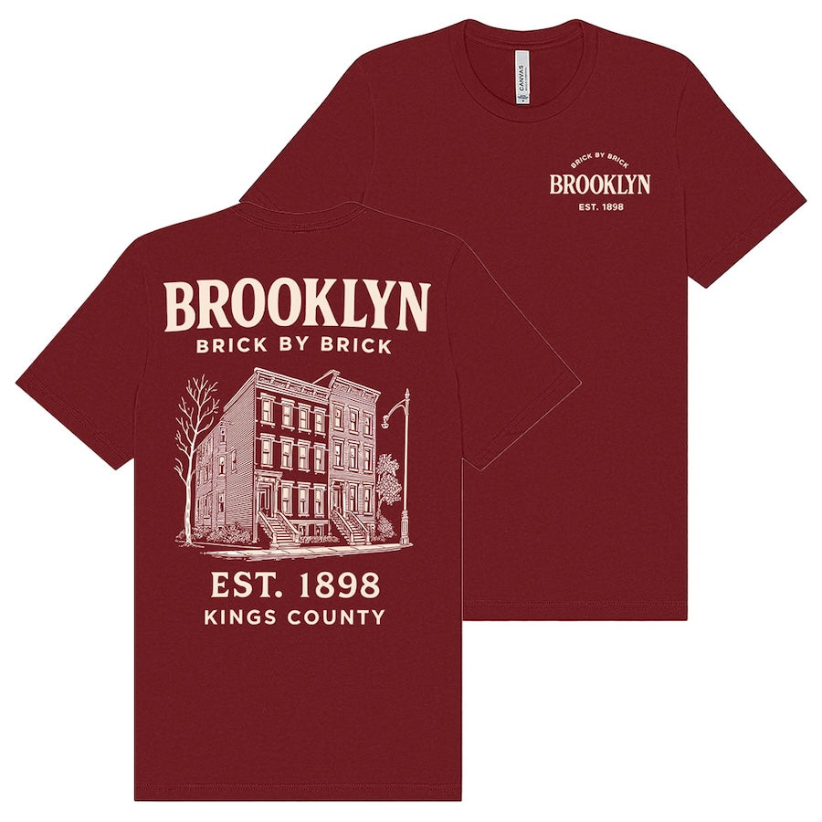 Brooklyn - EST. 1898 Kings County Architecture Cardinal T-Shirt、mySite、vikingsvslions