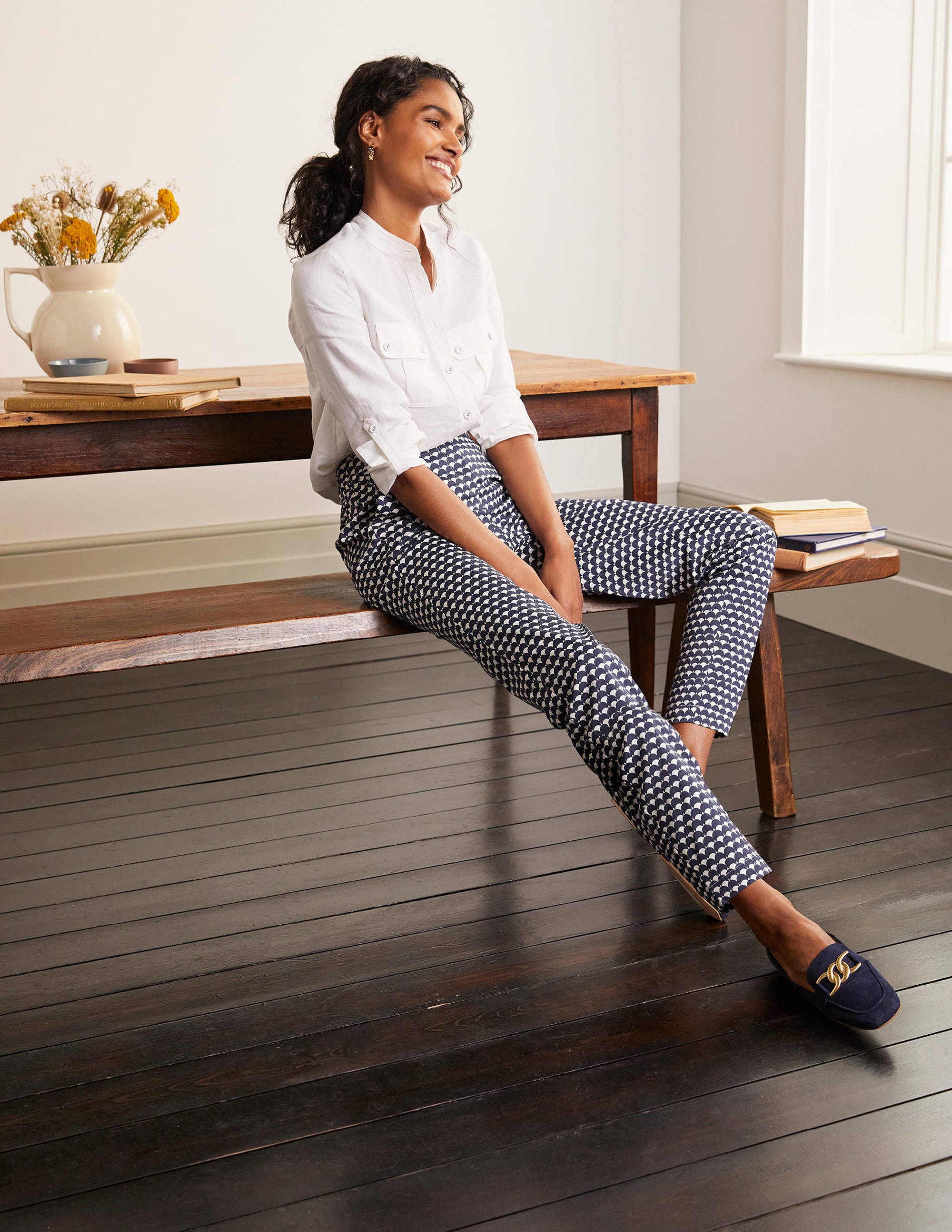  Pull On Trousers-Navy, Scallop Row、mySite、ashleygrahame