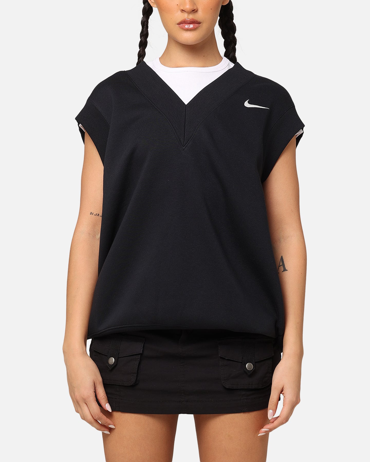 Nike Women's Sportswear Pheonix Fleece V-Neck Vest Black/Sail、mySite、zt4zffjzw