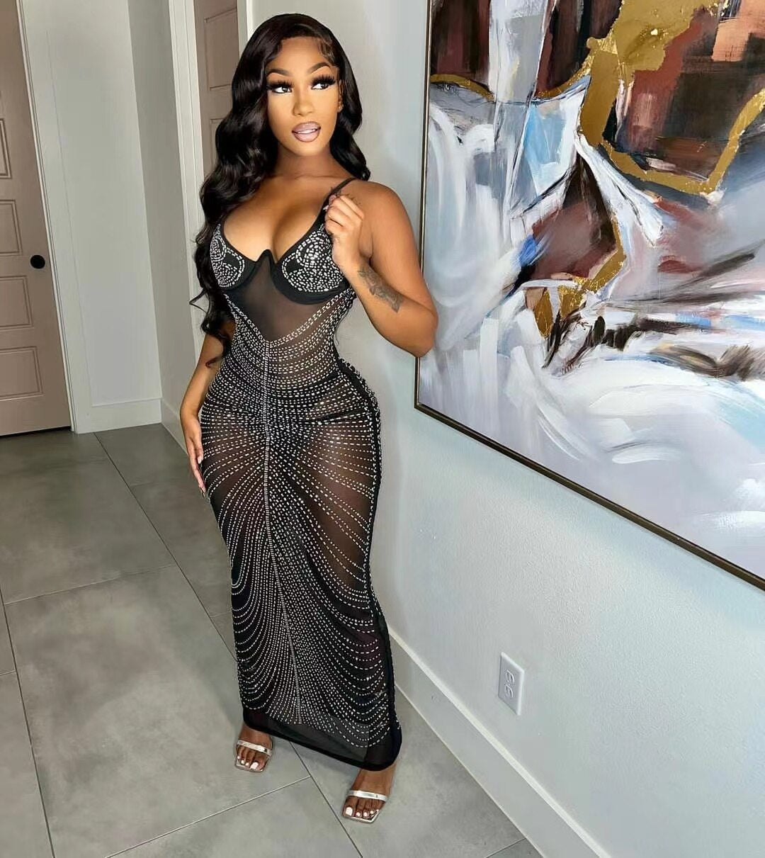  Ari Silver Stud Maxi Dress、mySite、merchandisen