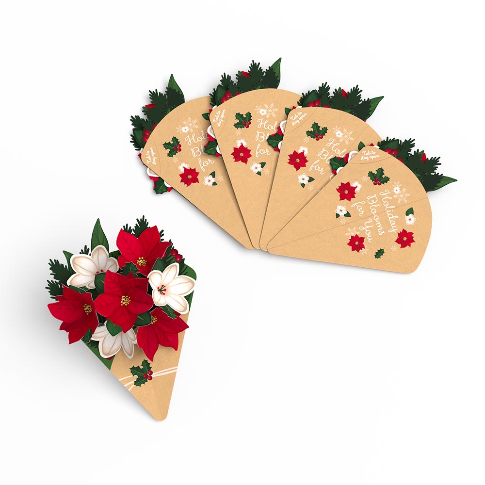 Poinsettia & Pine Little Blooms (Notecard 5-Pack)、mySite、solidvoid