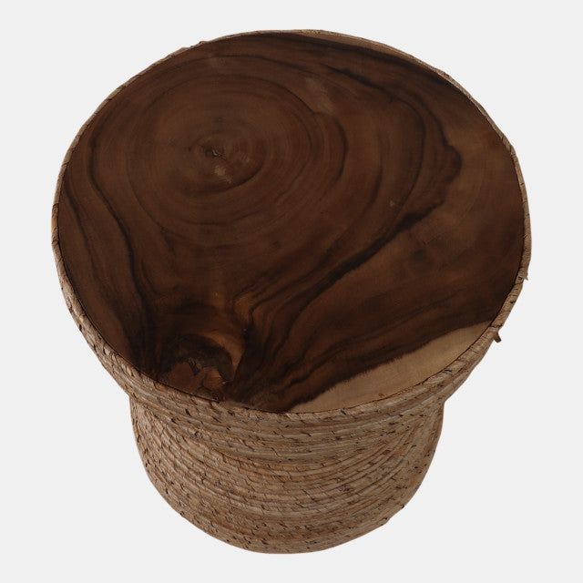  Teakwood Accent Table With Woven Banana Leaf、mySite、elrpsem3k