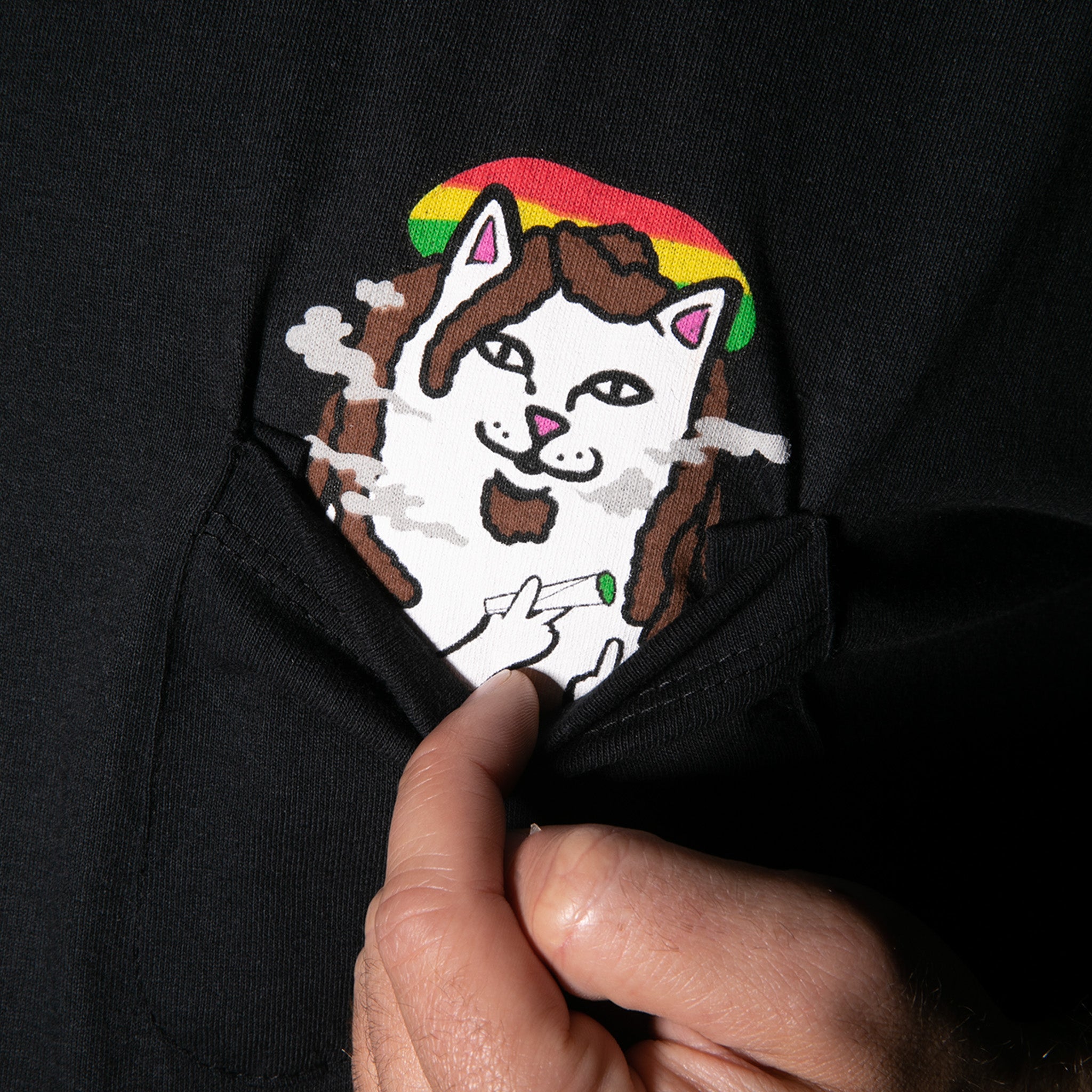  Smoking Rasta Lord Nermal Pocket Tee (Black)、mySite、merchandisen