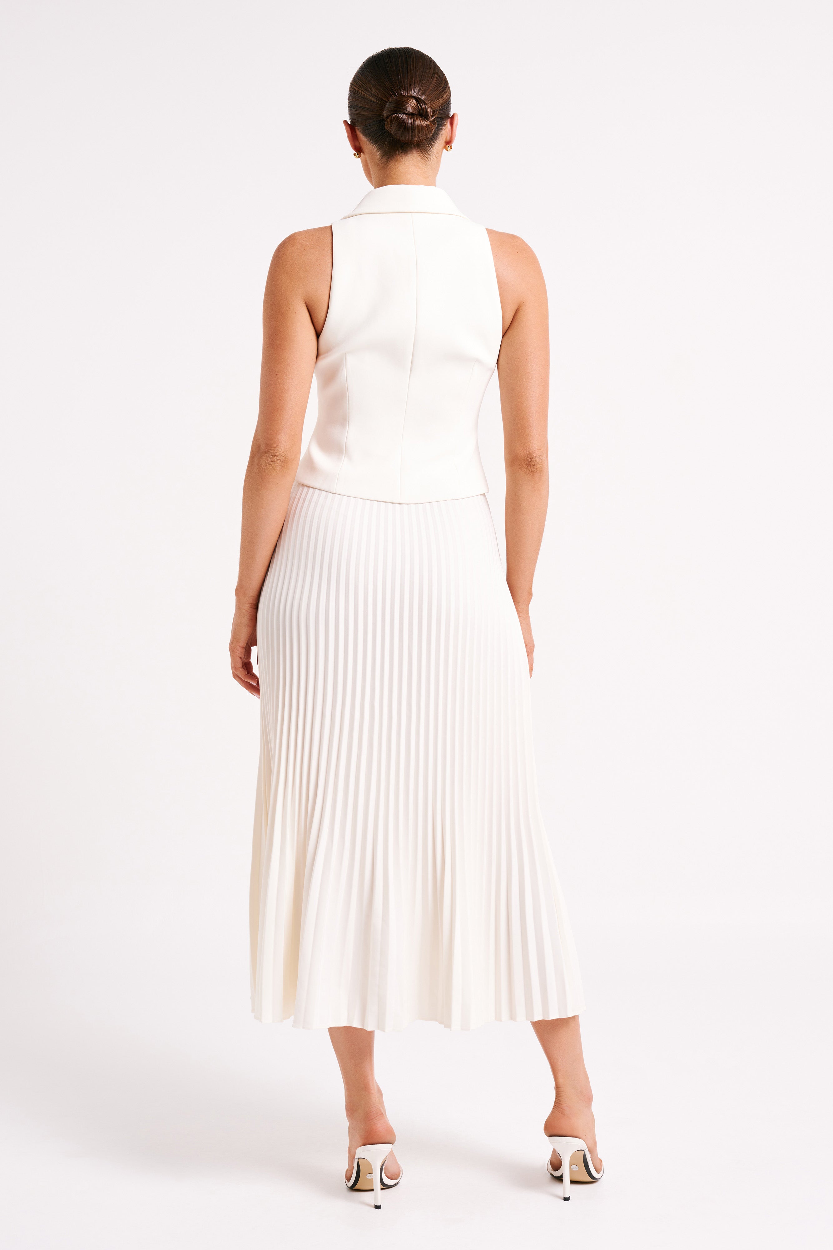 Twyla Pleated Suiting Maxi Skirt - Ivory、mySite、solidvoid