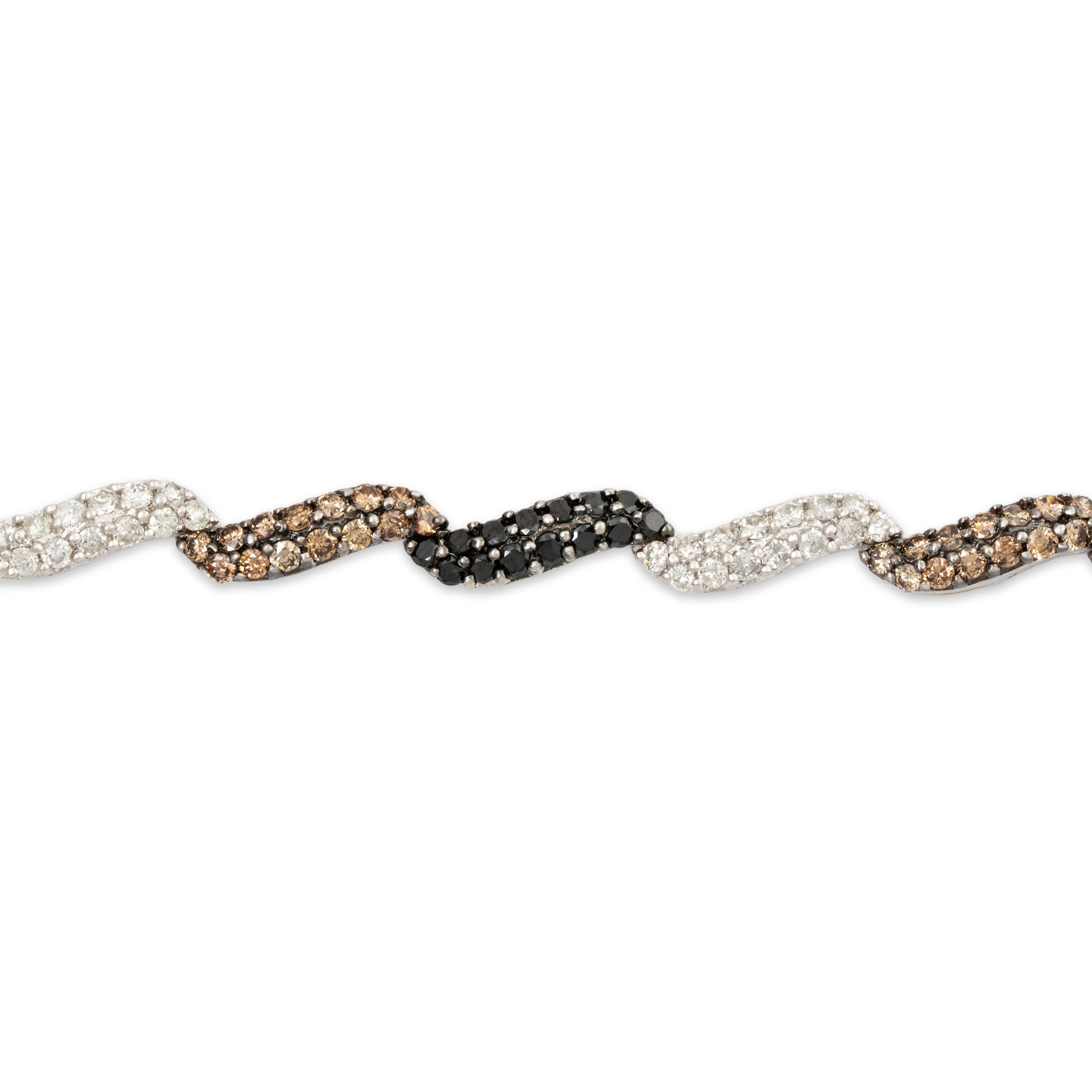 Vintage 14k White Gold 1.764cttw White Champagne & Black Diamond Bracelet 6.5、mySite、hinf8tx79
