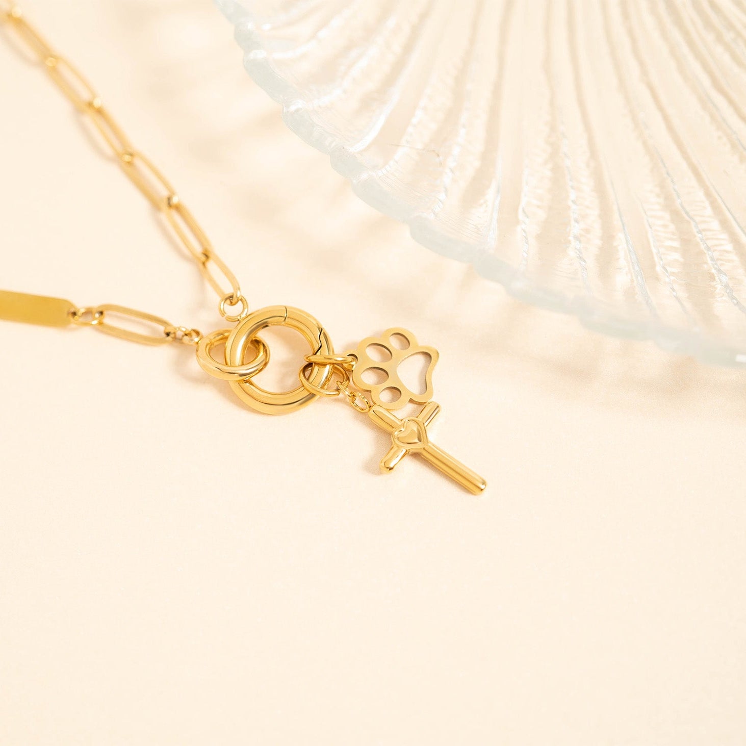 18K Gold PVD Stainless Steel Paw Print Charm / PDL0031、mySite、dreamappss