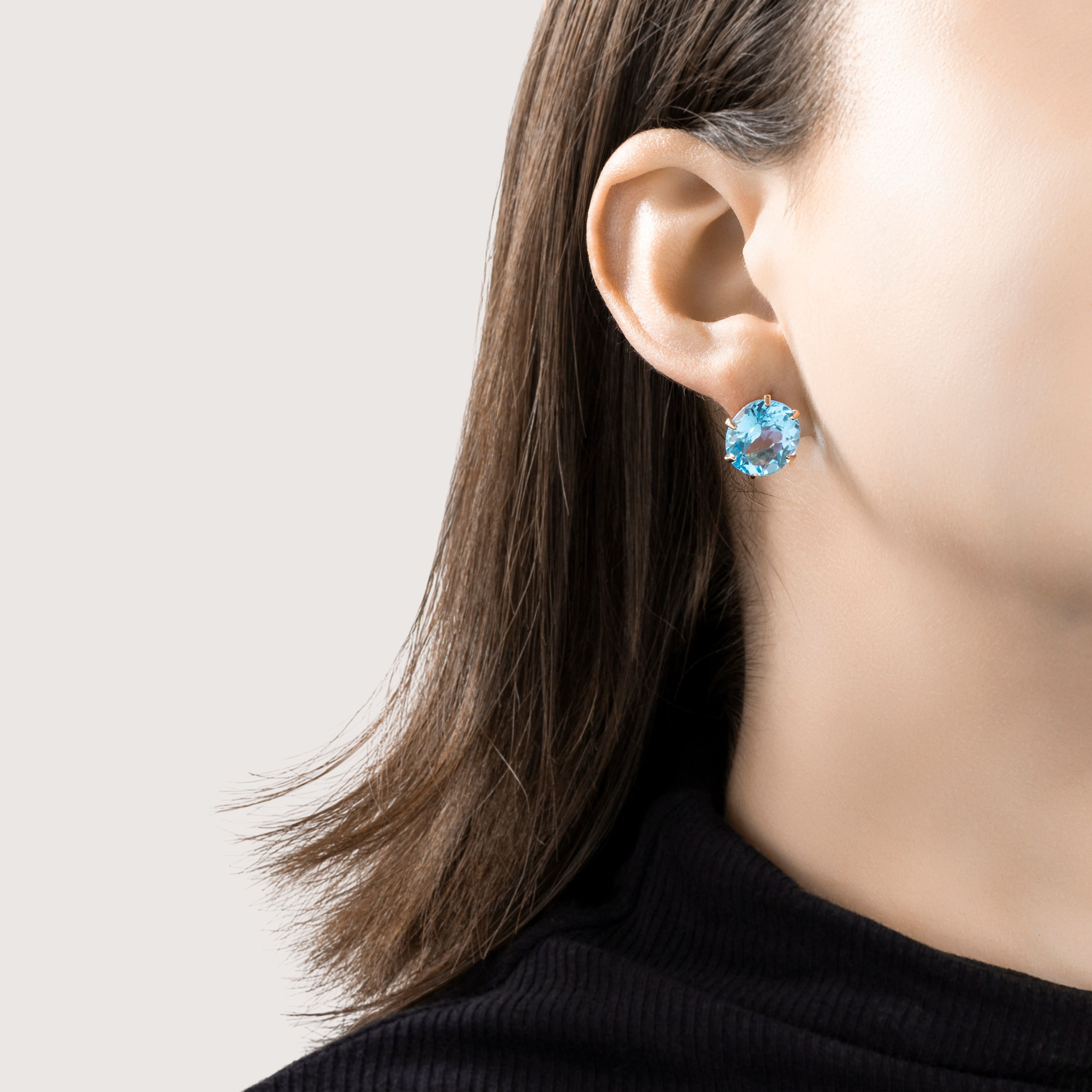 Vintage Large 14k Yellow Gold 16cttw Sky Blue Topaz Statement Stud Earrings、mySite、hinf8tx79