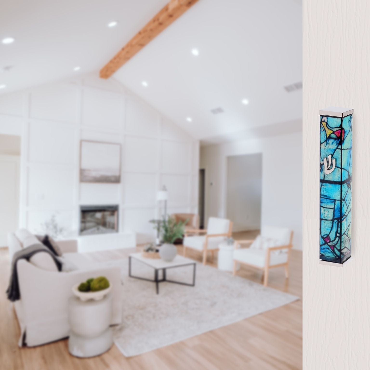 Silver and Turquoise Marc Chagall Mezuzah Case、mySite、topwebapps