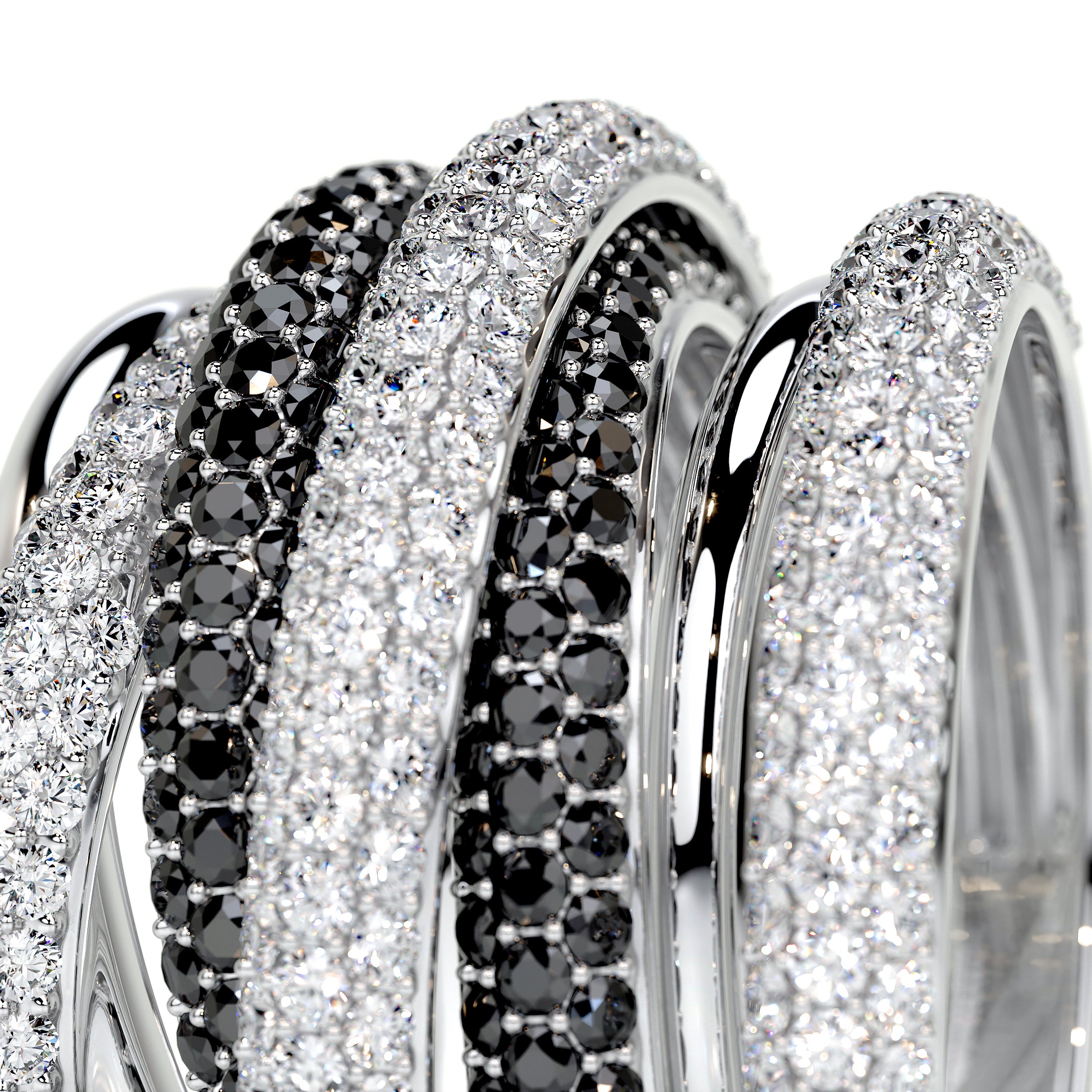 Aurora Black & White Lab Grown Diamond Wedding Ring (3 Carat) -Platinum、mySite、hinf8tx79